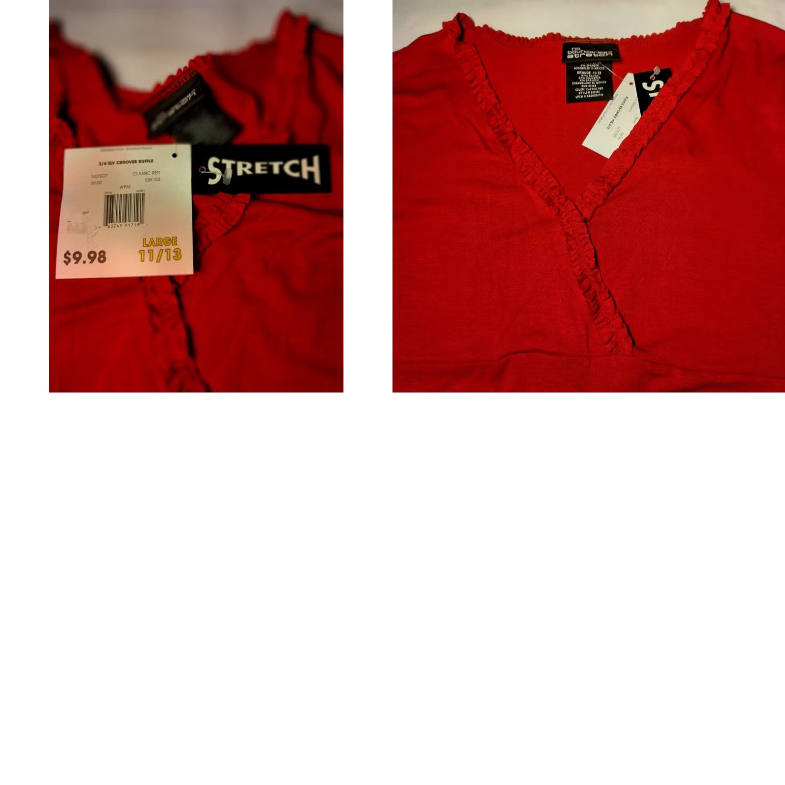Vintage VINTAGE No Boundaries Long Sleeve Knit Top Shirt Red L Ruffle V-Neck NOS Y2K Woman Women Size L / US 10 / IT 46 - 8 Thumbnail