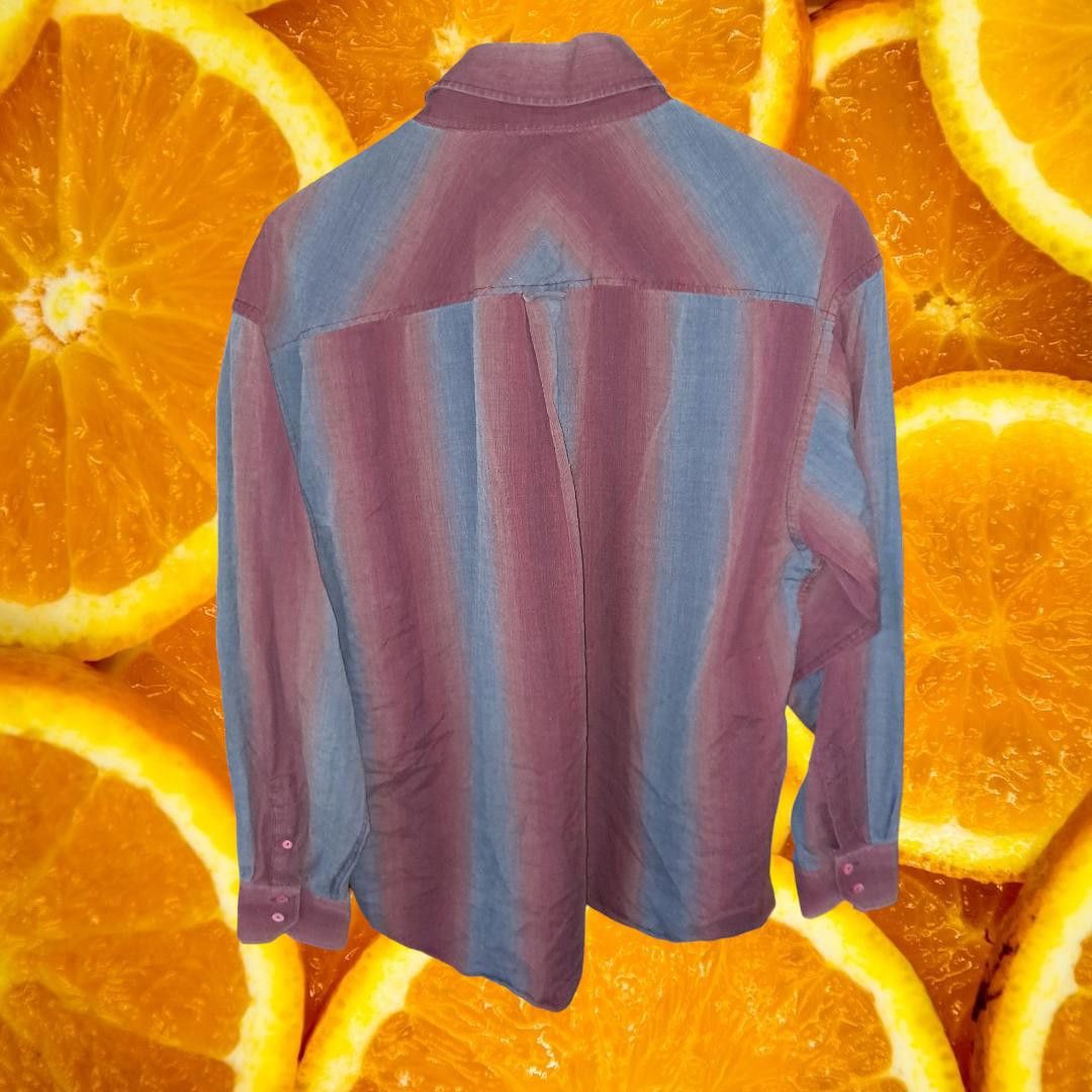 BUGATCHI Bugatchi Blue and Red Striped Button Up Long Sleeve Shirt Si Size US XL / EU 56 / 4 - 5 Thumbnail