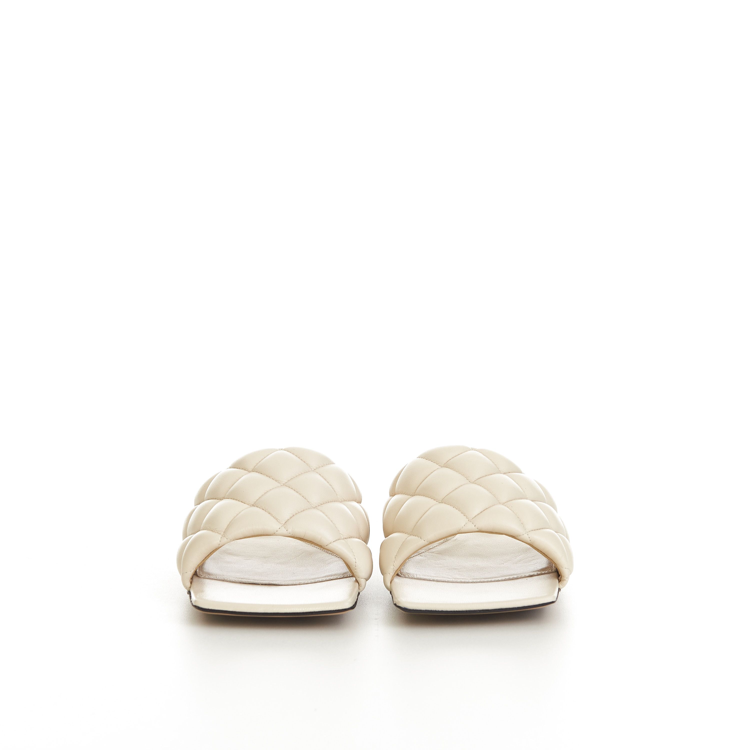 Bottega Veneta Quilted Padded Flat Sandals In Sea Salt Leather Size US 10 / IT 40 - 3 Thumbnail