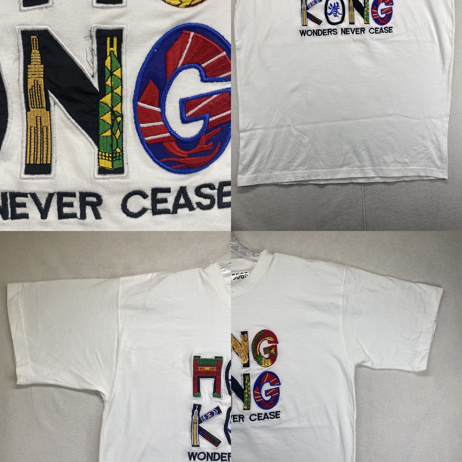 Vintage VINTAGE Hong Kong T-Shirt Men Large White Embroidered Golden Dragon Asia Travel 90s Size US L / EU 52-54 / 3 - 8 Thumbnail