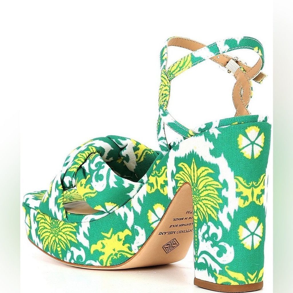 Antonio Maurizi Antonio Melani Mya Royal Palm Print Braided Platform Dress Size US 8 / IT 38 - 2 Thumbnail