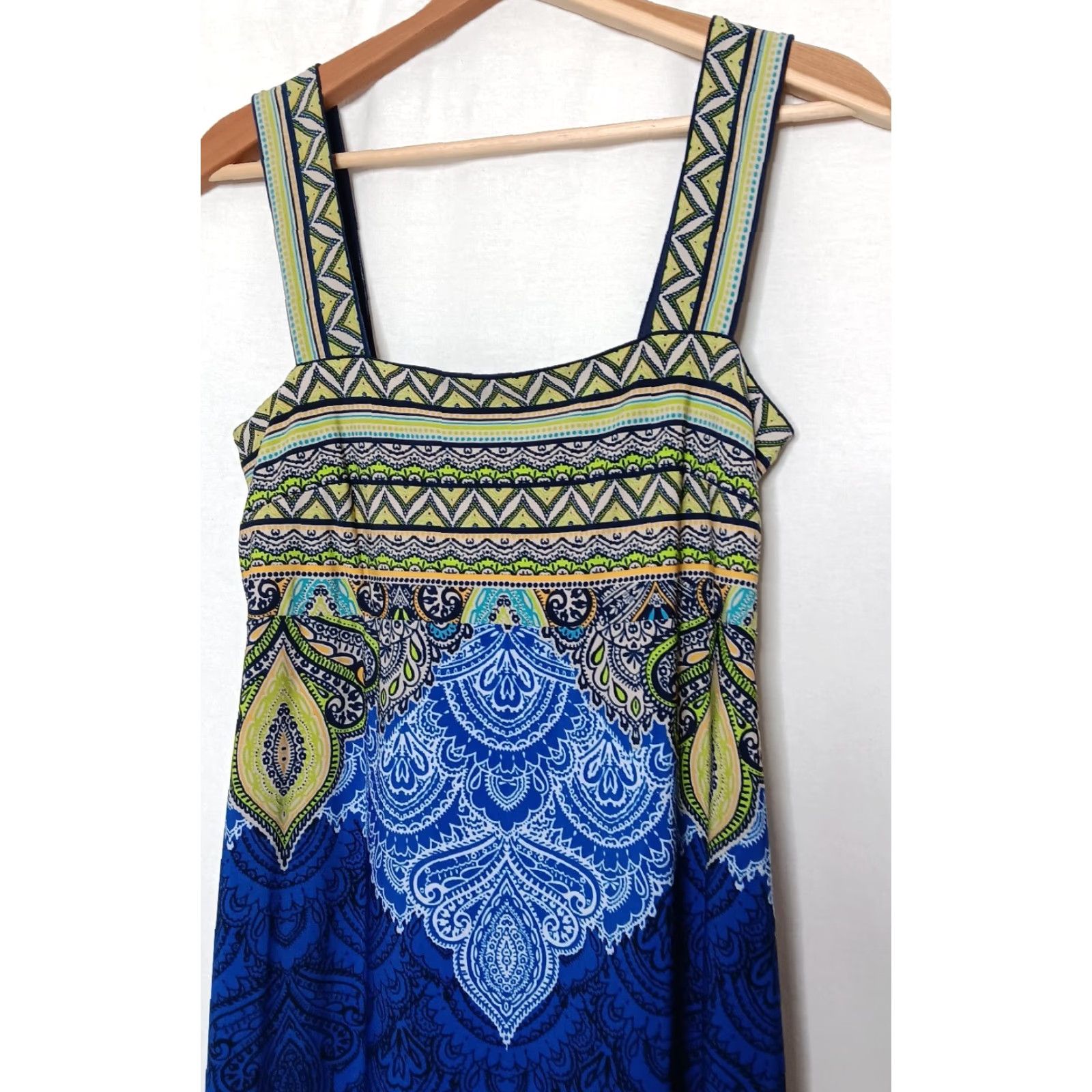 VINTAGE Dressbarn Tank Dress Blue Sleeveless Maxi Print Paisley Y2K  Festival Dress 8 Womens