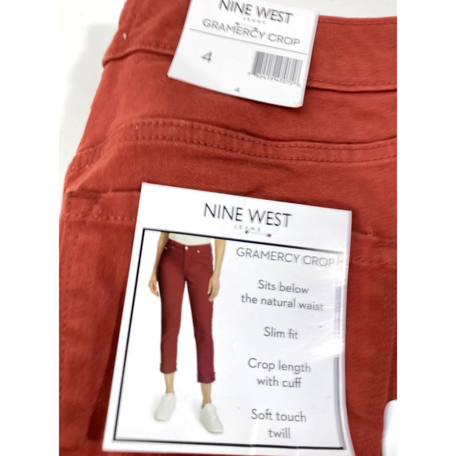 Nine West Nine West Gramercy Crop Jeans Women 4 28X27 Red Denim Stretch Slim NWT Size 27" / US 4 / IT 40 - 5 Thumbnail