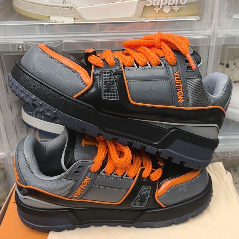 Louis Vuitton Louis Vuitton Trainer Maxi Sneakers in Gray and Orange -250 Size US 8 / EU 41 - 9 Thumbnail