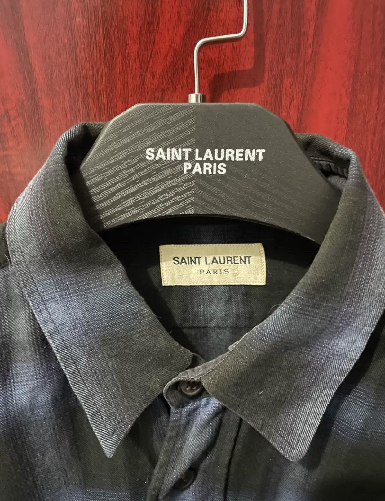 Saint Laurent Paris × Yves Saint Laurent Saint Laurent slp 2013FW blue and black plaid shirt Size US S / EU 44-46 / 1 - 3 Thumbnail