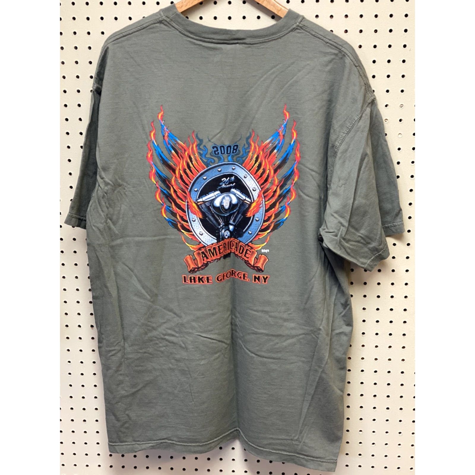 Harley Davidson Harley-Davidson T-Shirt Mens XL Brown Motorcycle Americade Lake George NY 2008 Size US XL / EU 56 / 4 - 2 Thumbnail
