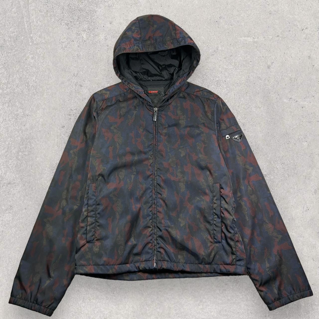 Image of Prada Milano Camo Padded Nylon Hooded Jacket, Men's (Size Small)