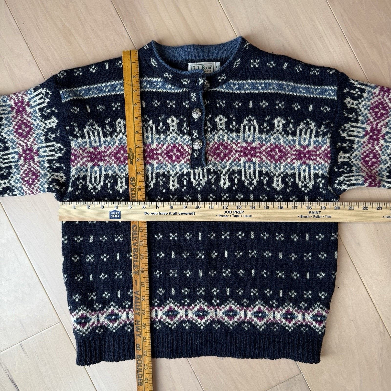 L.L. Bean Vintage LL Bean Nordic Sweater Women's Medium Blue Wool Size M / US 6-8 / IT 42-44 - 3 Thumbnail