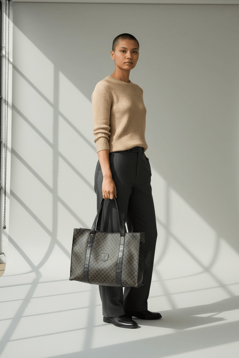 Celine Vintage Celine Macadam Tote Bag Large Monogram Leather Size ONE SIZE - 1 Thumbnail