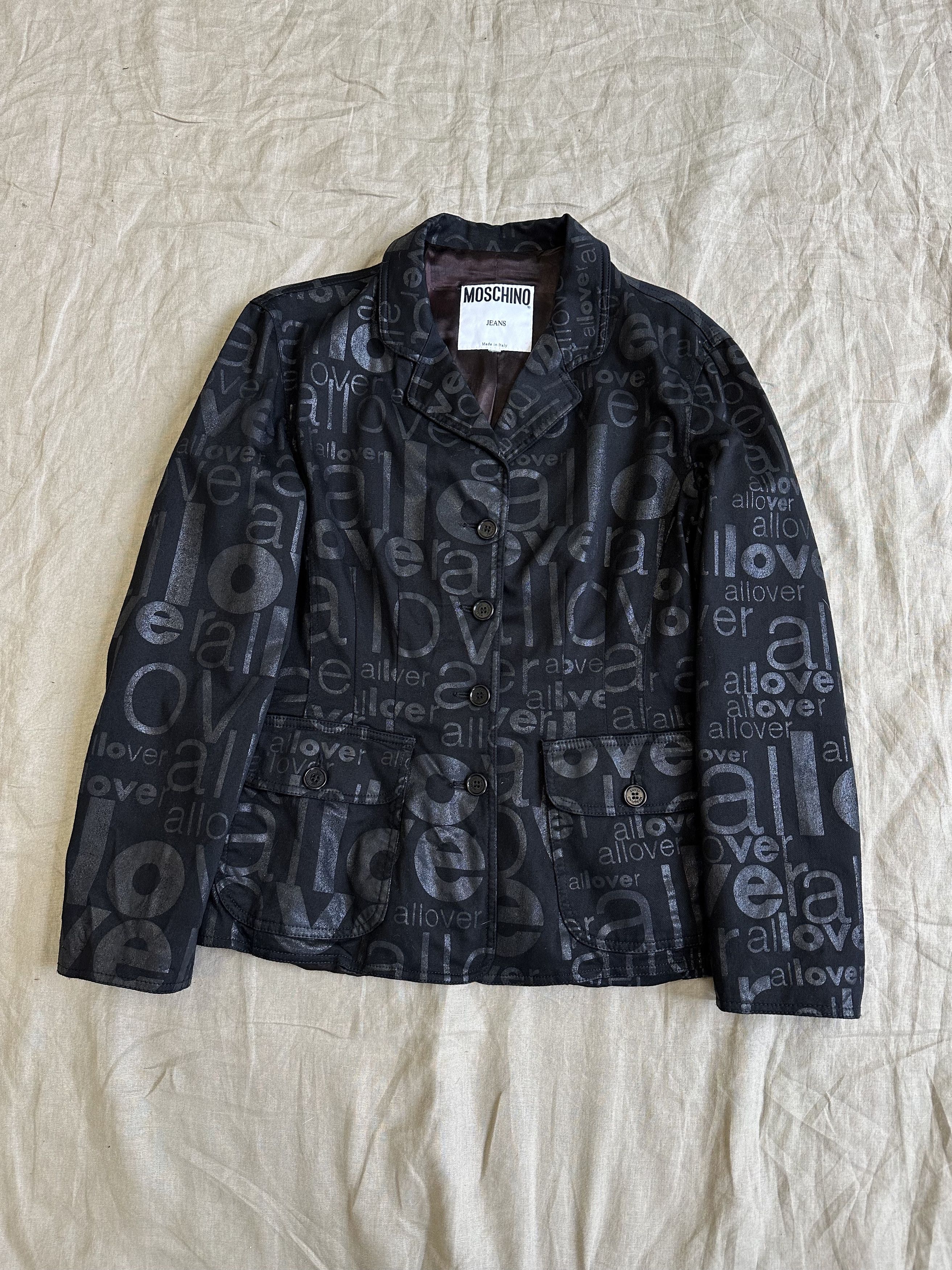 image of Archival Clothing Moschino Jeans Vintage Letter Patern Blazer Jacket 6356Ac in Black, Women's (Size