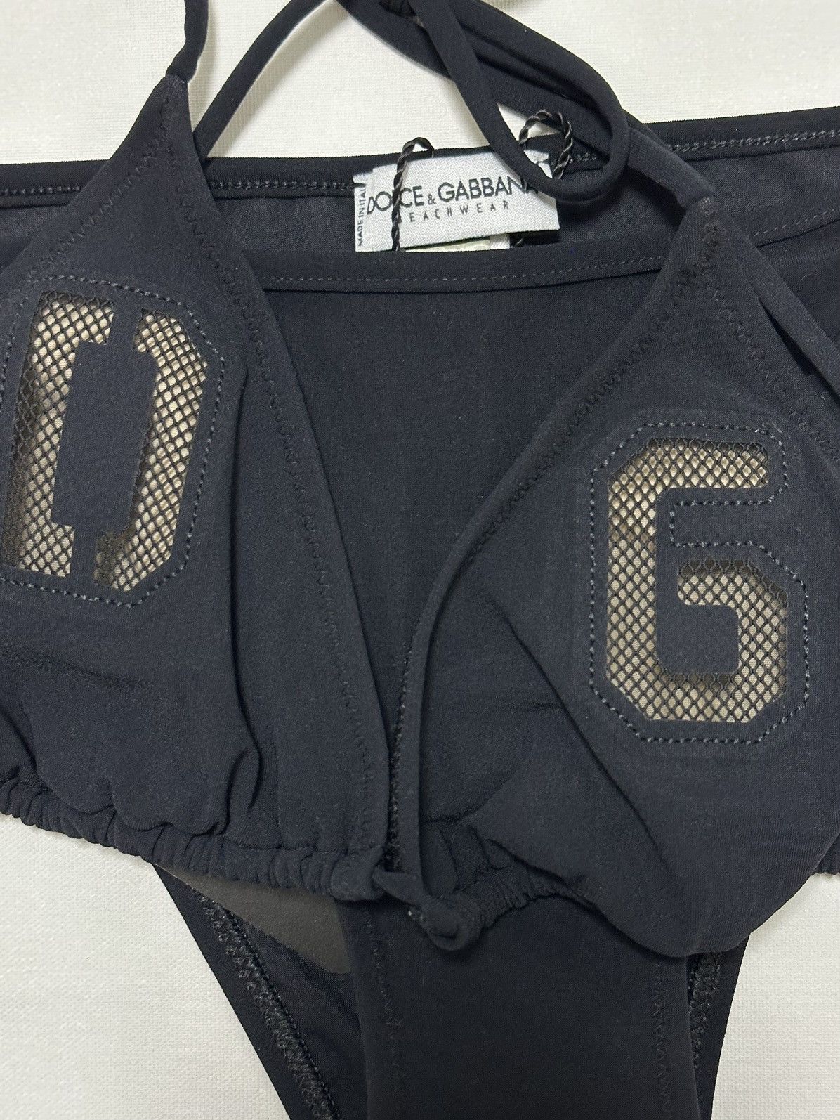 Dolce & Gabbana DOLCE&GABBANA Mesh DG Logo Triangle String Bikini Size S / US 4 / IT 40 - 3 Thumbnail