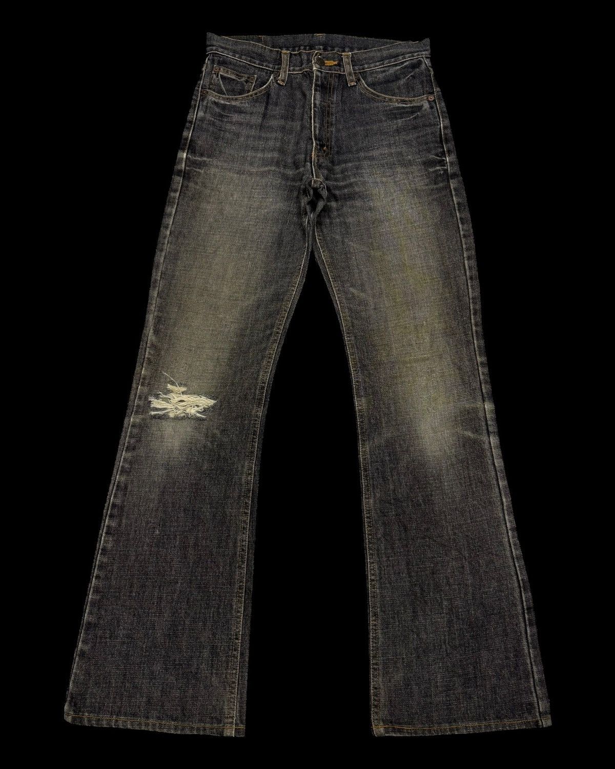 If Six Was Nine 💥FLARE JEANS 80s Style Muddy Bobson Bootcut Distress Denim Size US 29 - 7 Thumbnail
