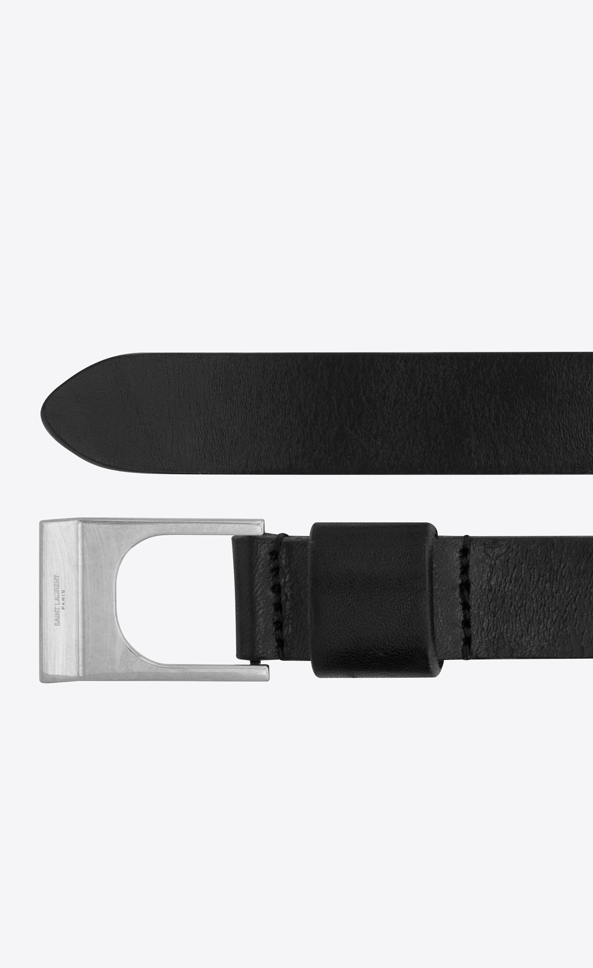 Saint Laurent Paris o1bcso1str1224 Size: 100 /Cornee Buckle Thin Belt in Black Size ONE SIZE - 2 Thumbnail