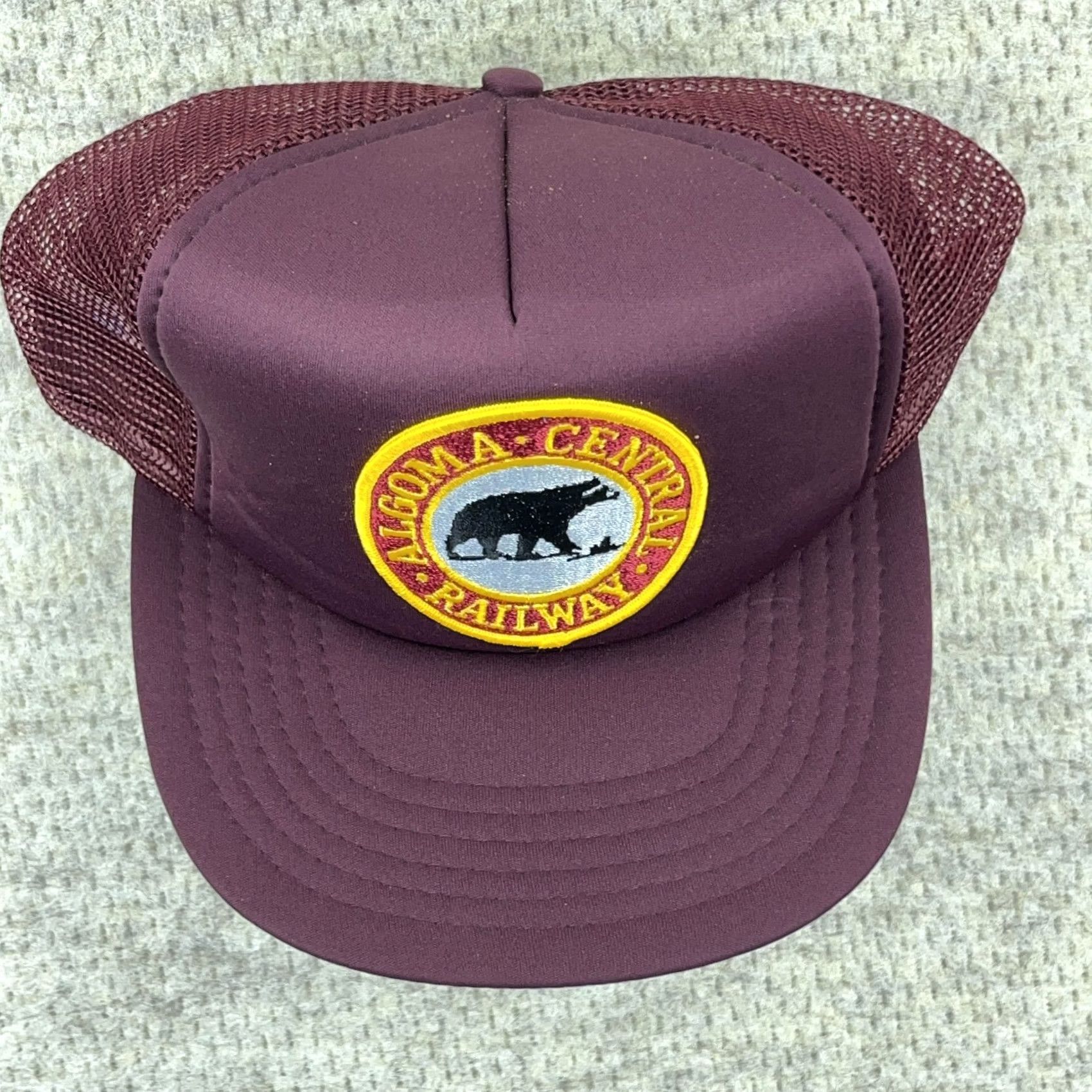 Vintage VINTAGE Algoma Central Railway Trucker Hat Cap Railroad Patch Nature Bear 90s Red Men Adjustable Size ONE SIZE - 3 Thumbnail