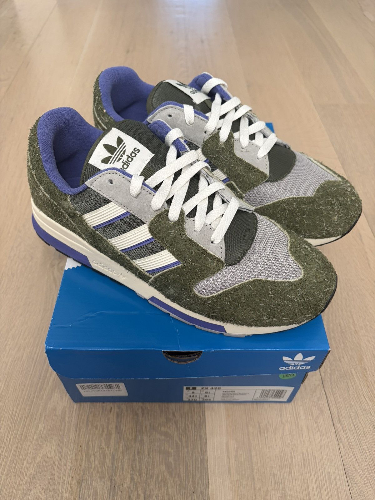 Adidas adidas ZX 420 FZ0255 Skunk Green White Purple Trainers Size US 9 / EU 42 - 1 Thumbnail