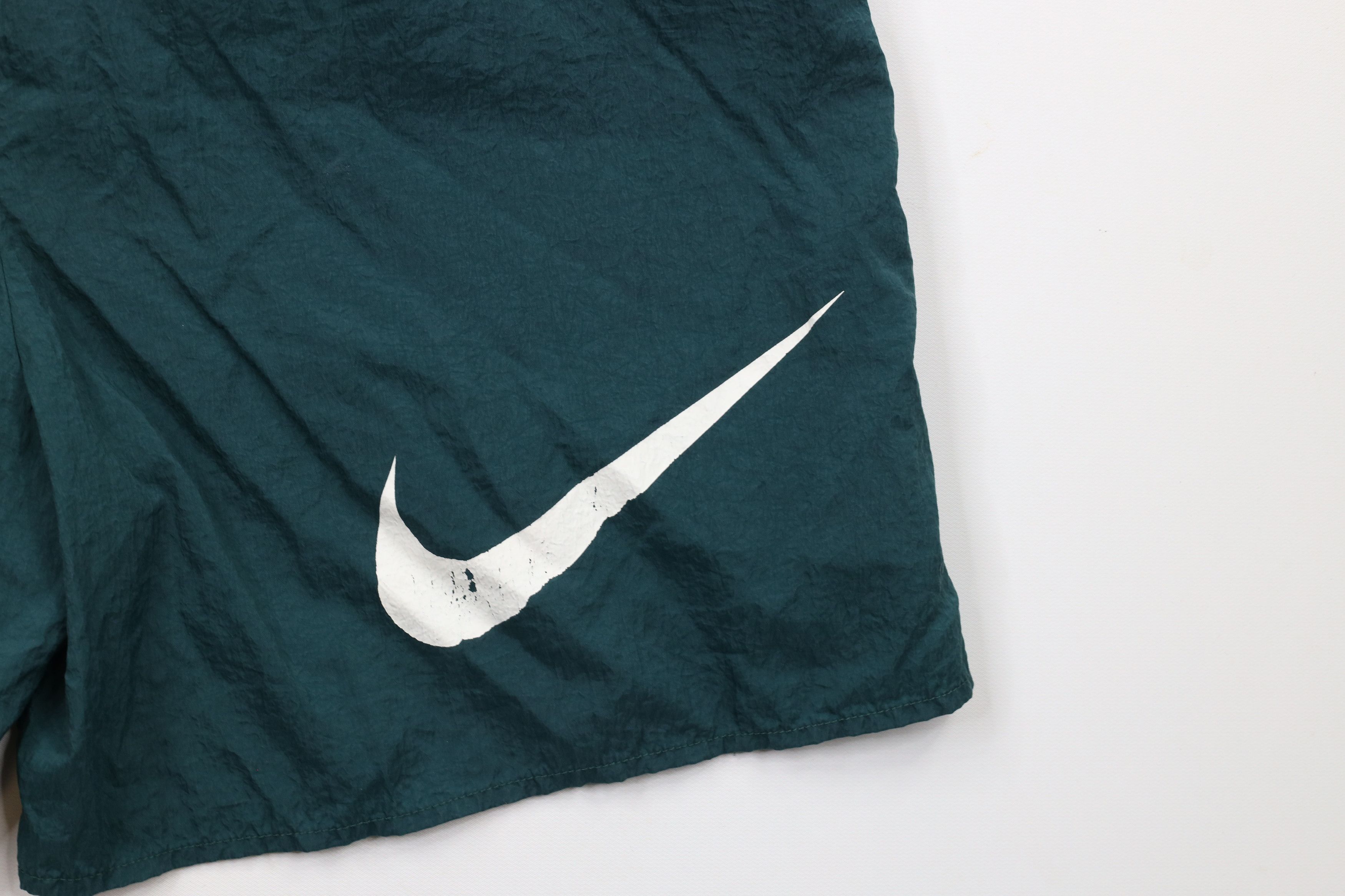 Nike × Vintage Vintage 90s Nike Scott Big Swoosh Logo Lined Shorts Green Size US 32 / EU 48 - 13 Thumbnail