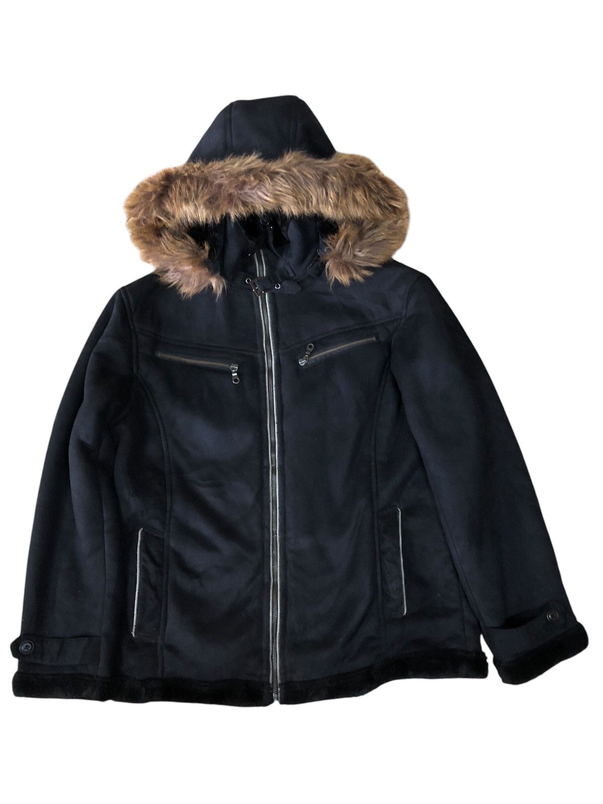 Thruxton Faux Fur Hooded Fleece Lining Mole Skin Jacket