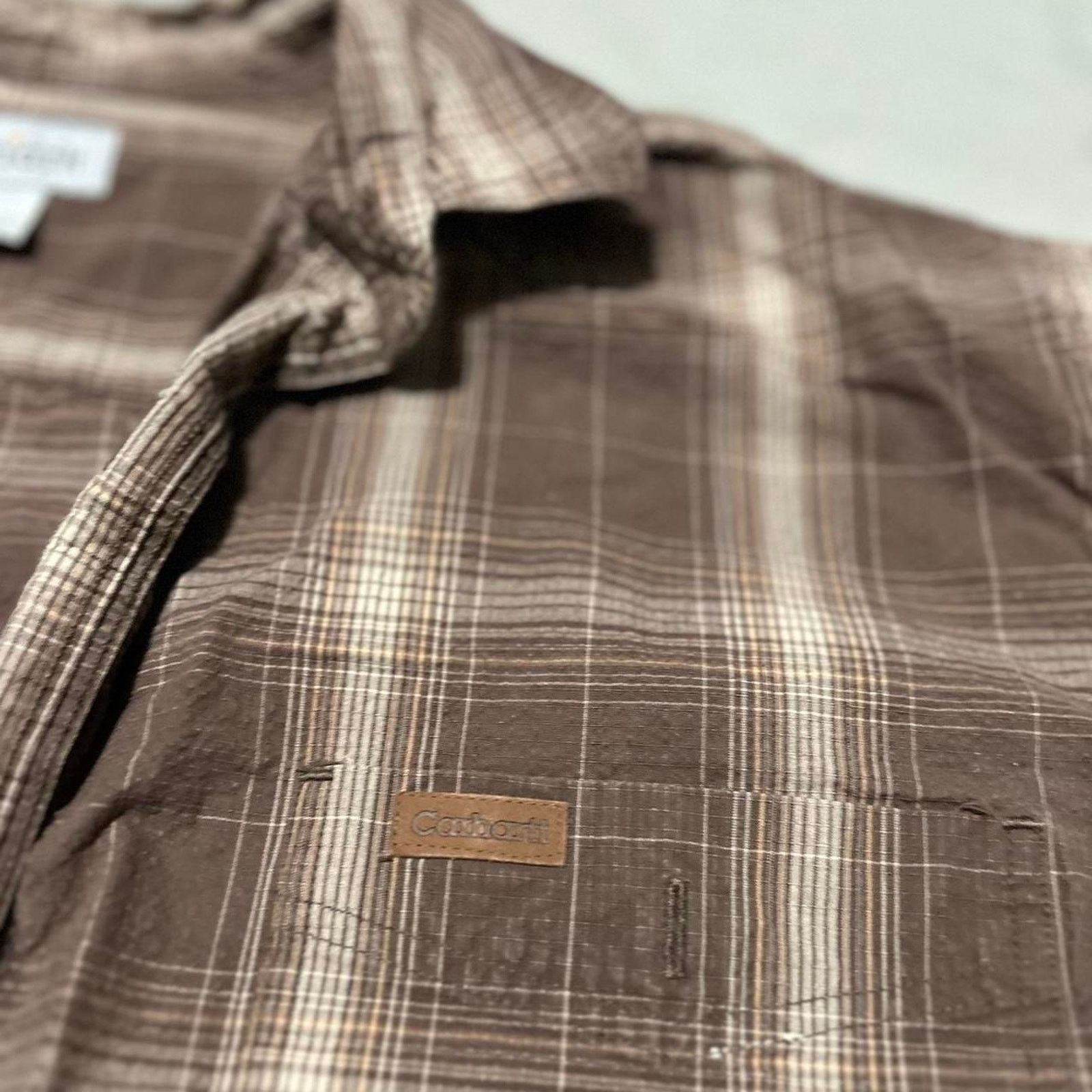 Carhartt **Carhartt Men's Brown Plaid Short Sleeve Shirt** Size US XL / EU 56 / 4 - 2 Thumbnail