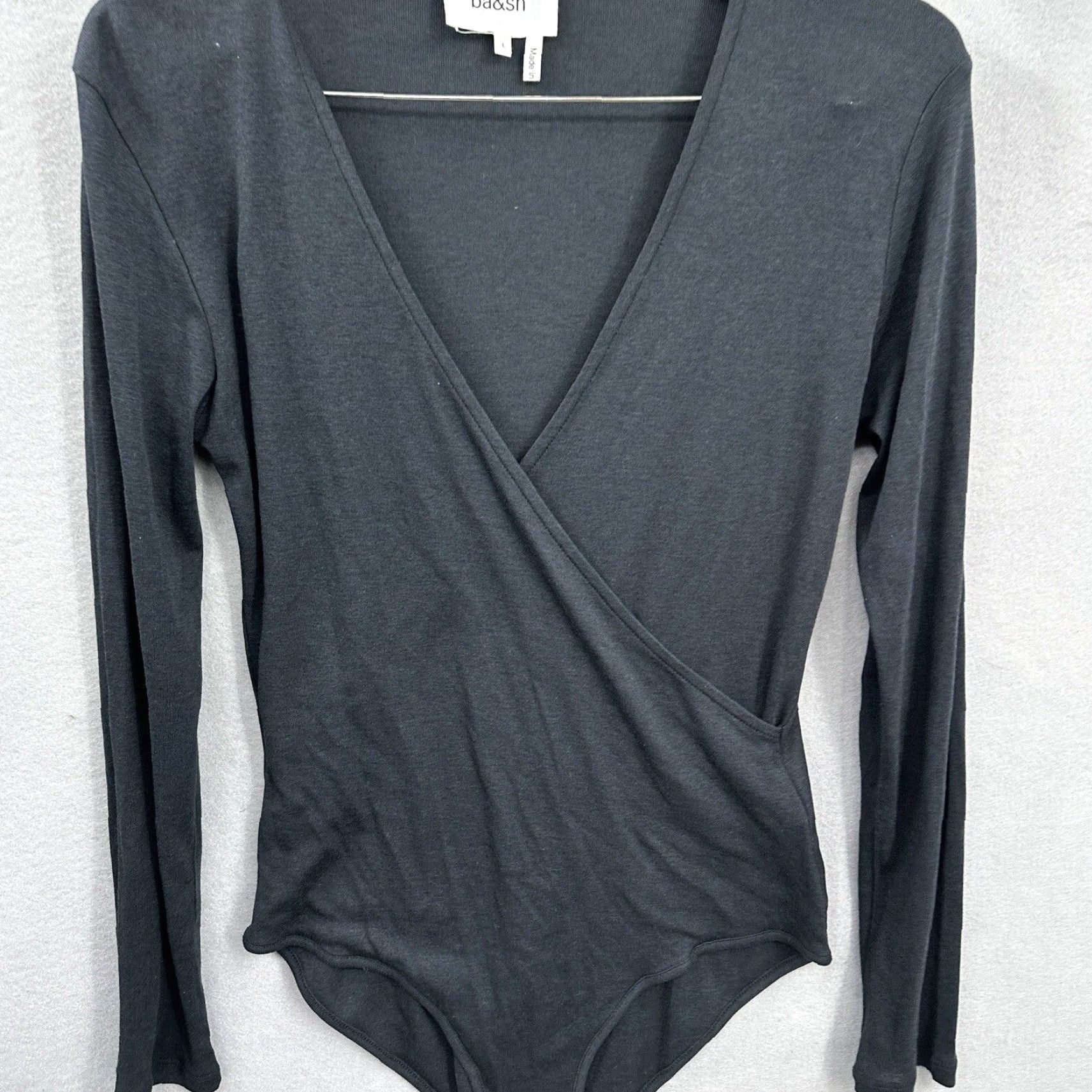 ba&sh ba&sh Bodysuit V Neck Long Sleeve Black Womens L Shaping Casual Business Classic 90s Designer City Size L / US 10 / IT 46 - 4 Thumbnail