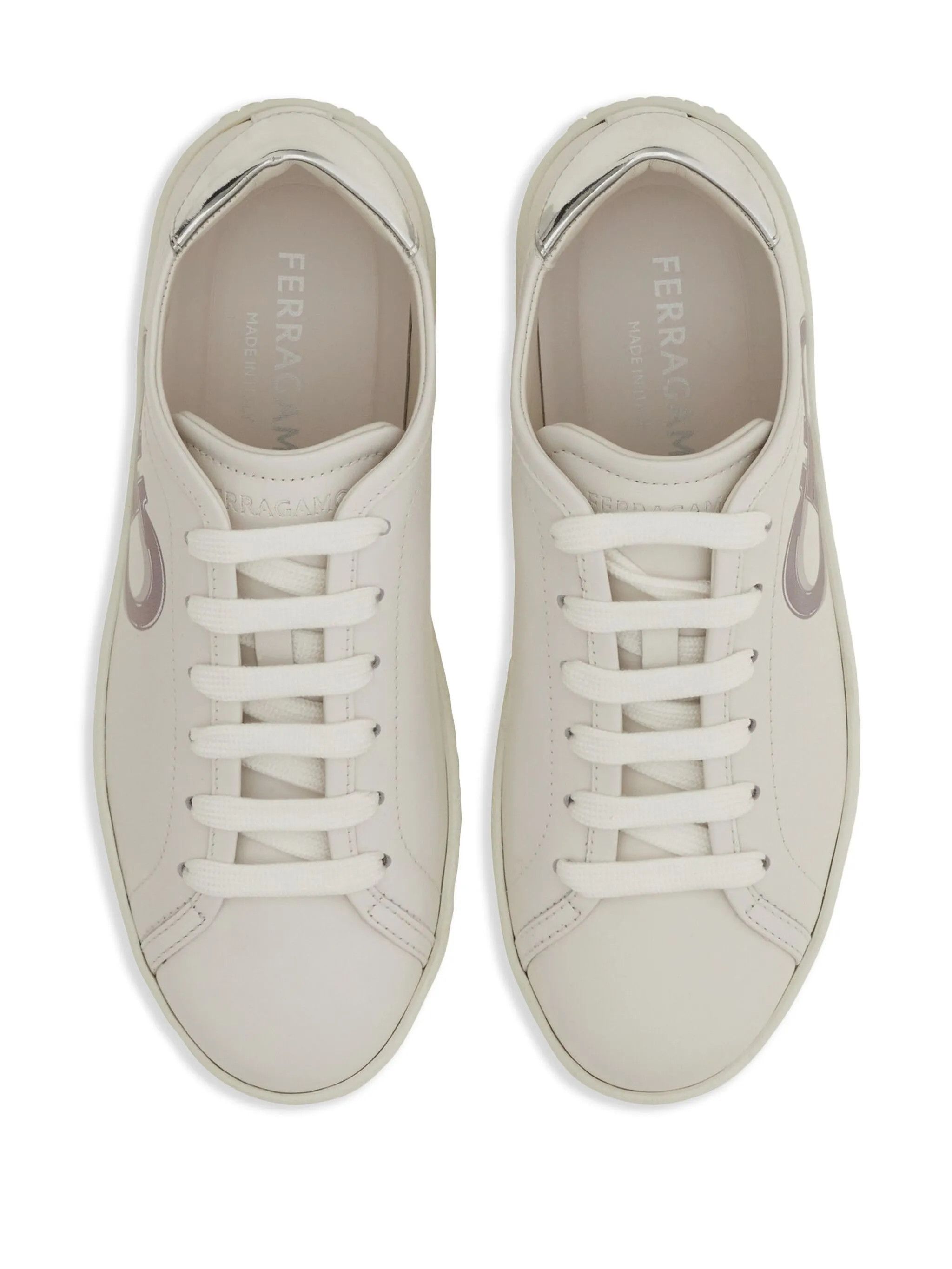 Salvatore Ferragamo o1s1rm0526 Double Gancini Low-Top Sneakers in White Size US 7 / IT 37 - 4 Thumbnail