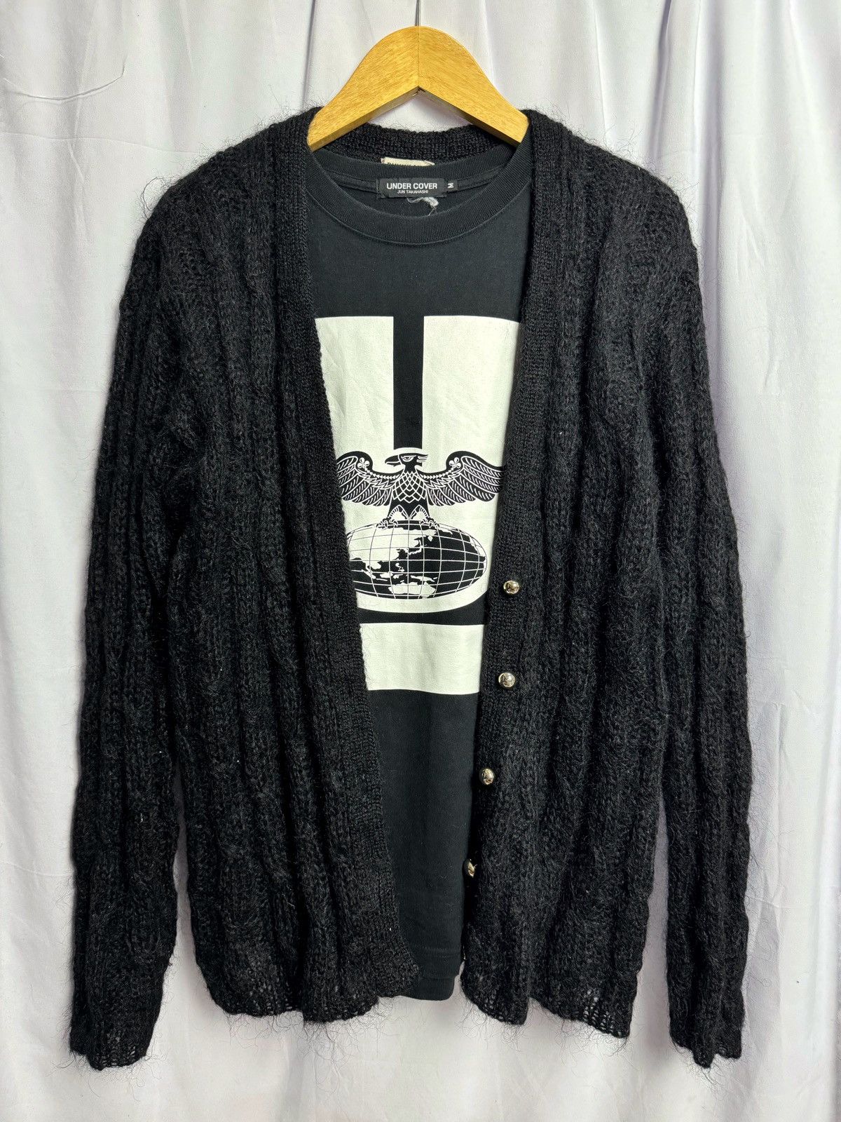 Mohair Cable Grunge Bukky Aki Cardigan Kurt Cobain Style