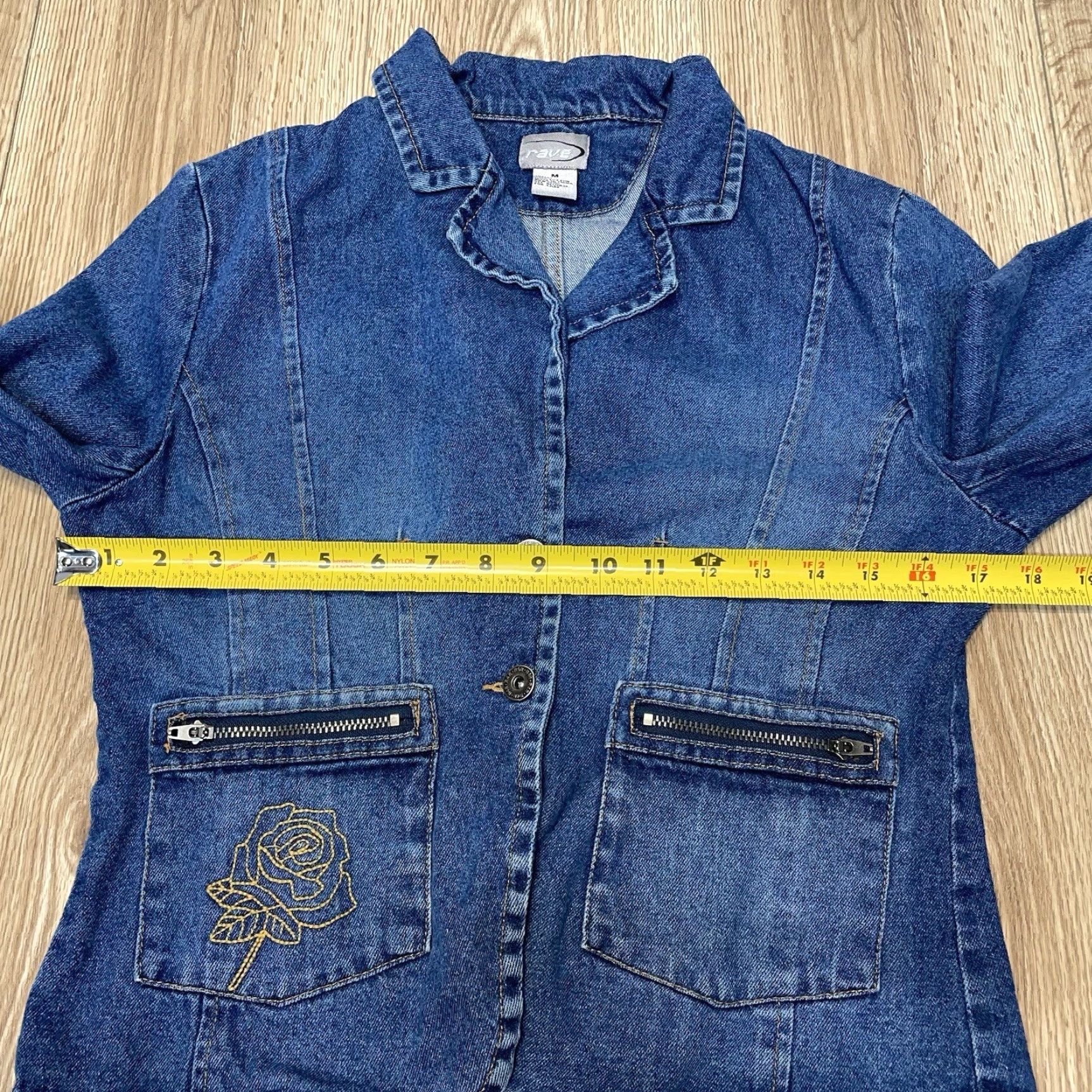 Vintage VINTAGE Rave Denim Jacket Women Medium Blue Embroidered 90s Basic Jean Outerwear Size 32" / US 10 / IT 46 - 5 Thumbnail