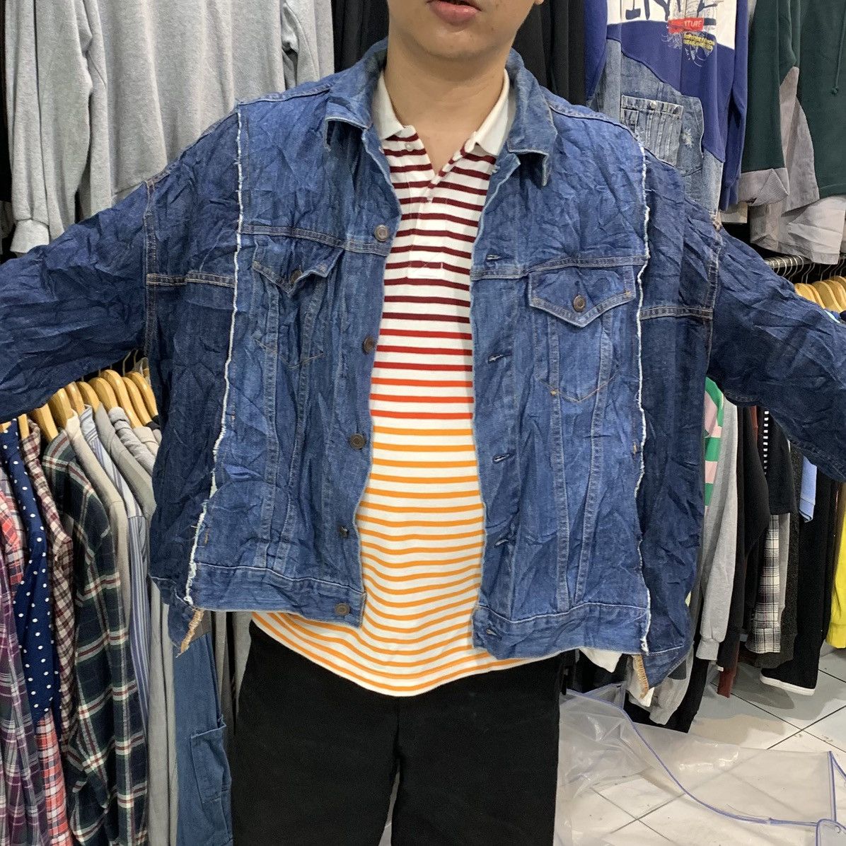 Japanese Brand NIKO AND RECONSTRUCTED DENIM JACKET BOXY OVERSIZE Size US L / EU 52-54 / 3 - 4 Thumbnail