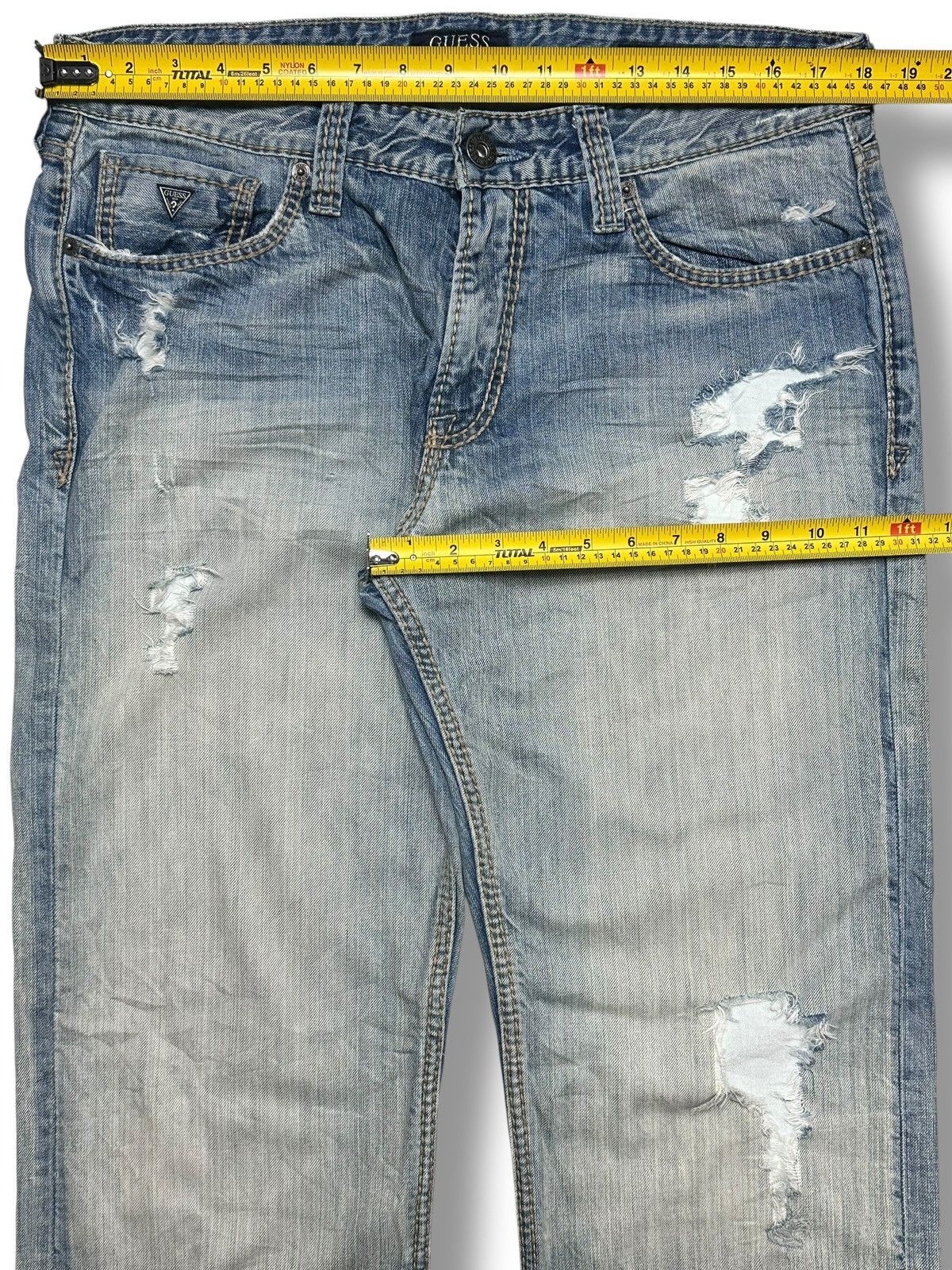 Guess Guess Vintage Distressed Ripped Straight Leg Jean With Faded Size US 36 / EU 52 - 20 Thumbnail