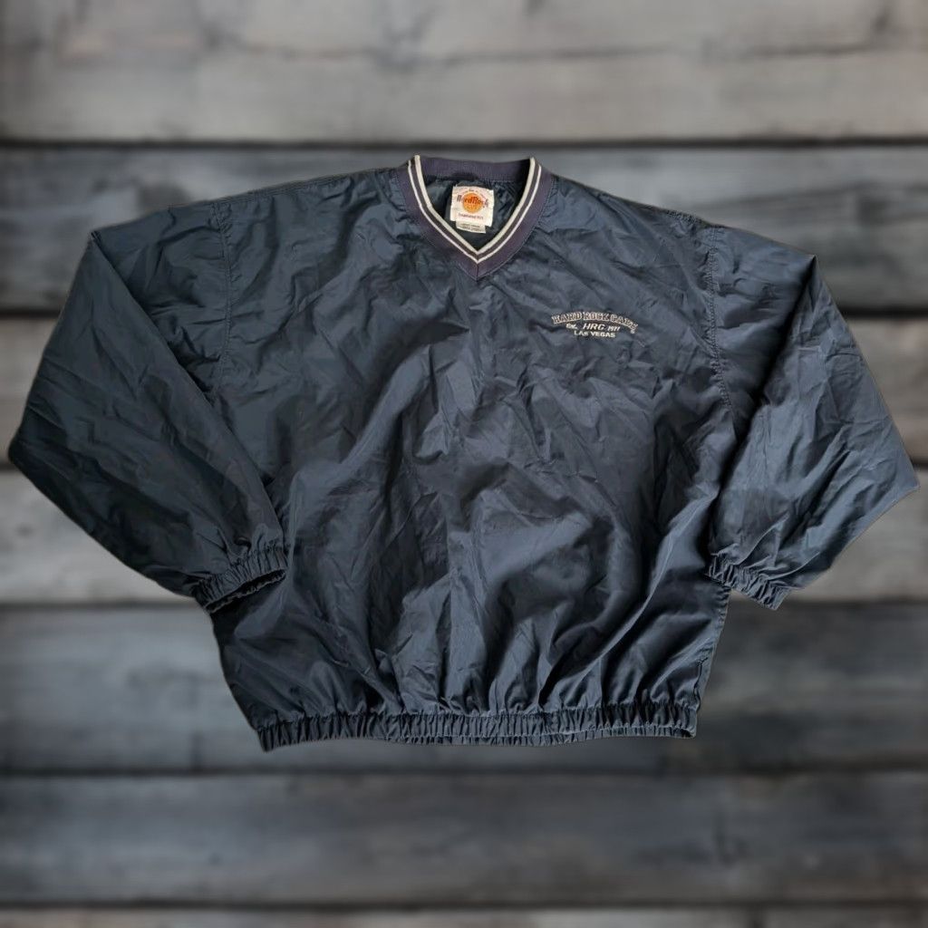 Hard Rock Cafe VINTAGE Hard Rock Cafe Lined Pullover Windbreaker Jacket Navy Blue Large Las Vegas Mens Size US L / EU 52-54 / 3 - 1 Thumbnail