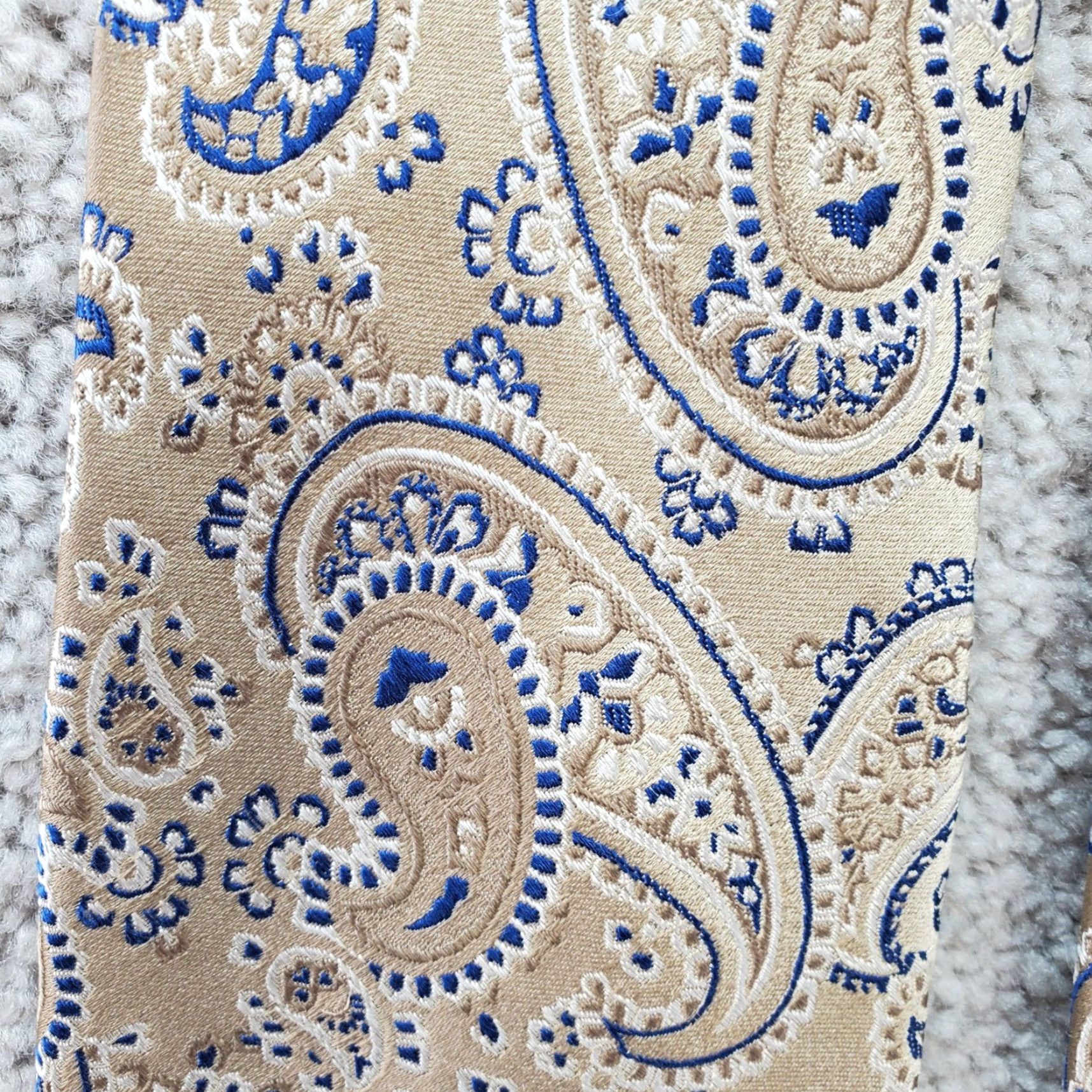 Nicole Miller Nicole Miller Necktie Mens OS Tan Blue Excellent Silk Paisley Pattern Tie Size ONE SIZE - 4 Thumbnail
