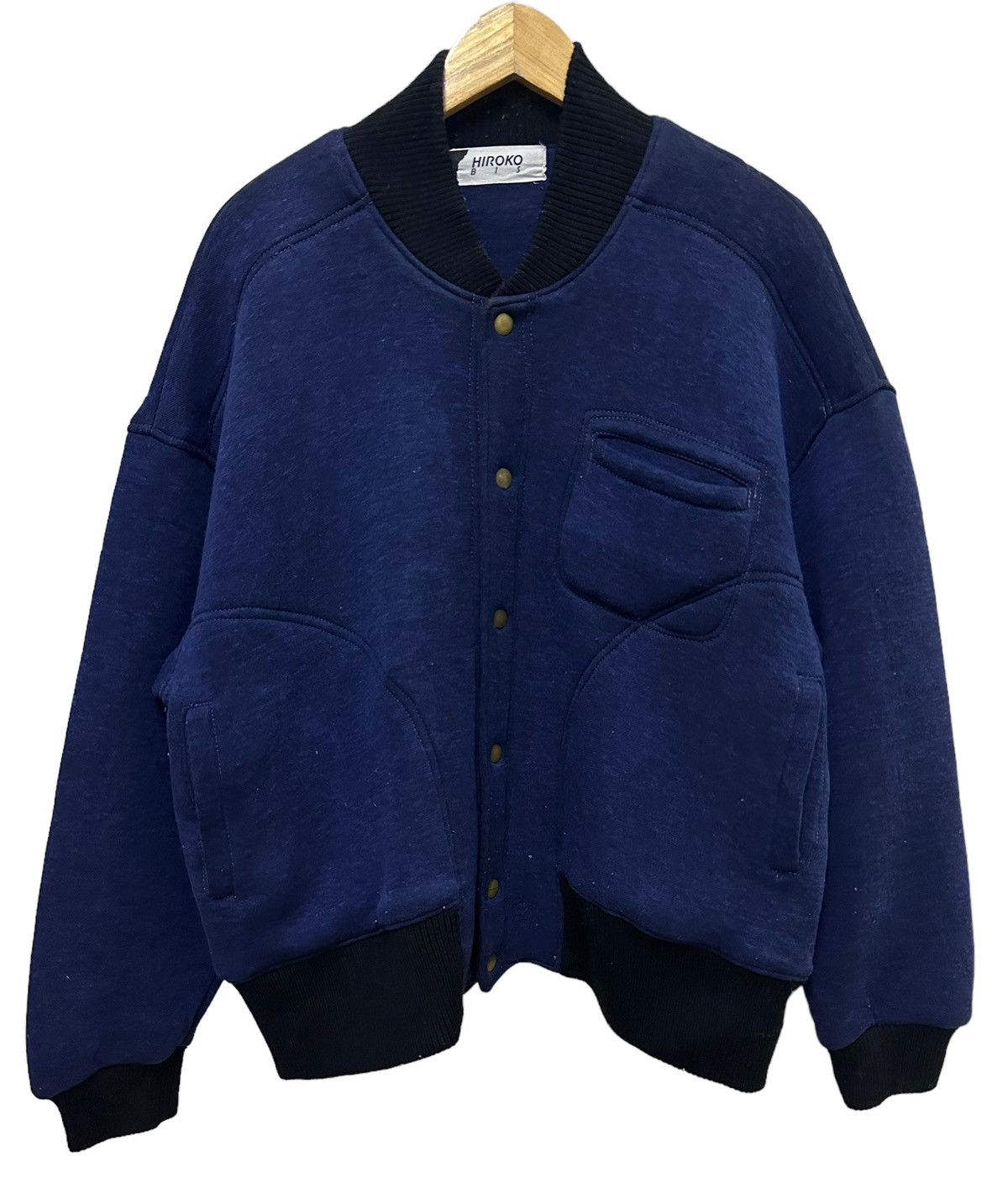 image of Vintage Japan Hiroko Bis Bomber Oversized Jacket in Blue, Men's (Size Large)