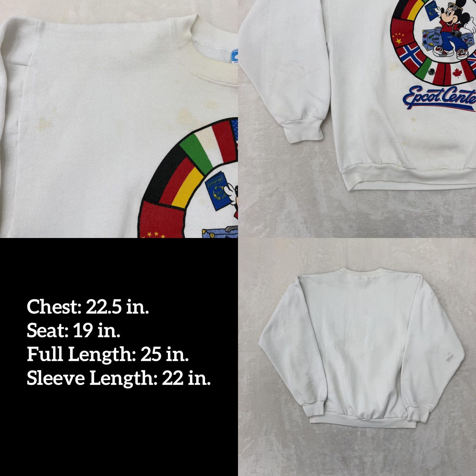 Disney VINTAGE Disney Mickey Mouse Epcot Center Sweatshirt Mens XL Flags Fleece USA Size US XL / EU 56 / 4 - 8 Thumbnail