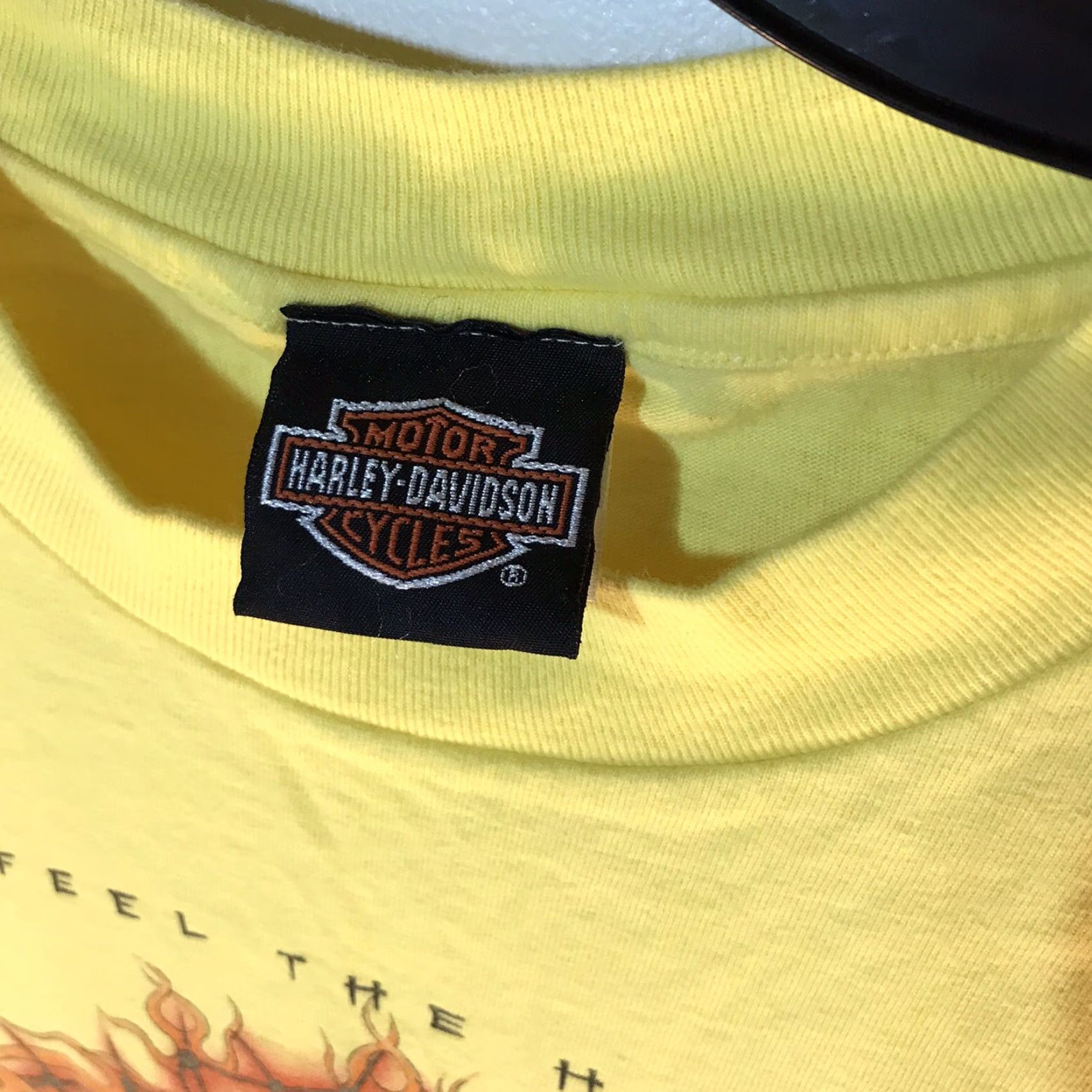 Harley Davidson Vintage 90s Harley-Davidson Women's T-Shirt Yellow Graphic Print Casual Motorcycle Retro Size L Size L / US 10 / IT 46 - 2 Thumbnail