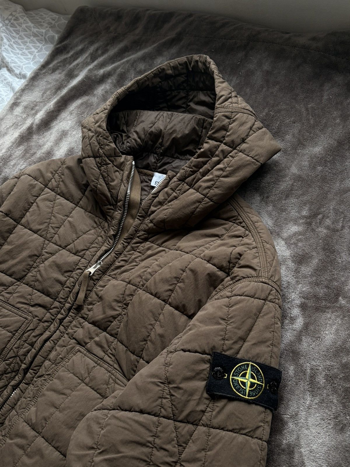 Stone Island Quilted Jacket in Brown, Men's (Size M)
