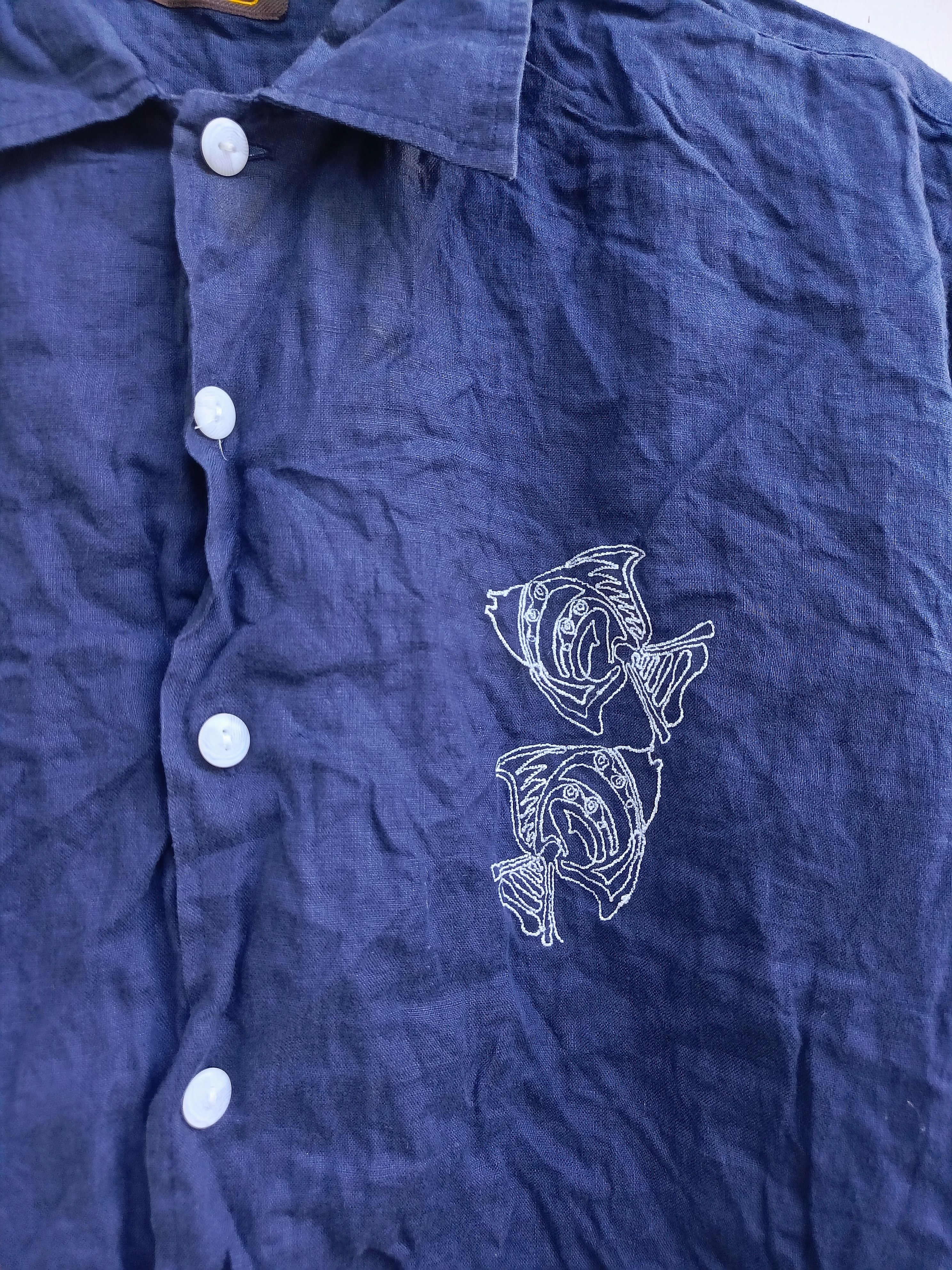 Japanese Brand Aramis Embroidered Fish Short Sleeve Button Up Size US L / EU 52-54 / 3 - 4 Thumbnail
