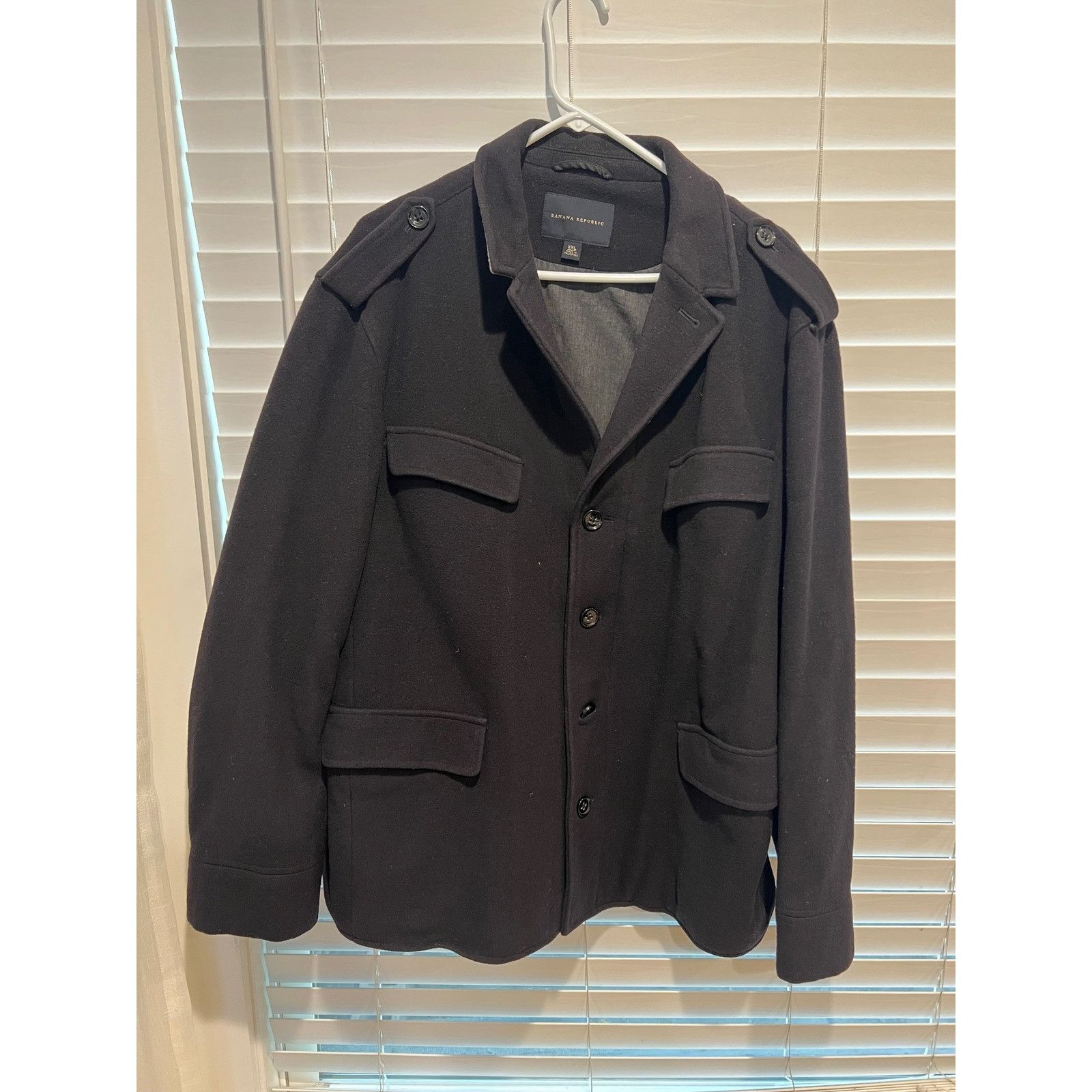 Banana Republic Banana Republic XXL Blue Wool Blend Military Style Jacket Co Size US XXL / EU 58 / 5 - 1 Thumbnail