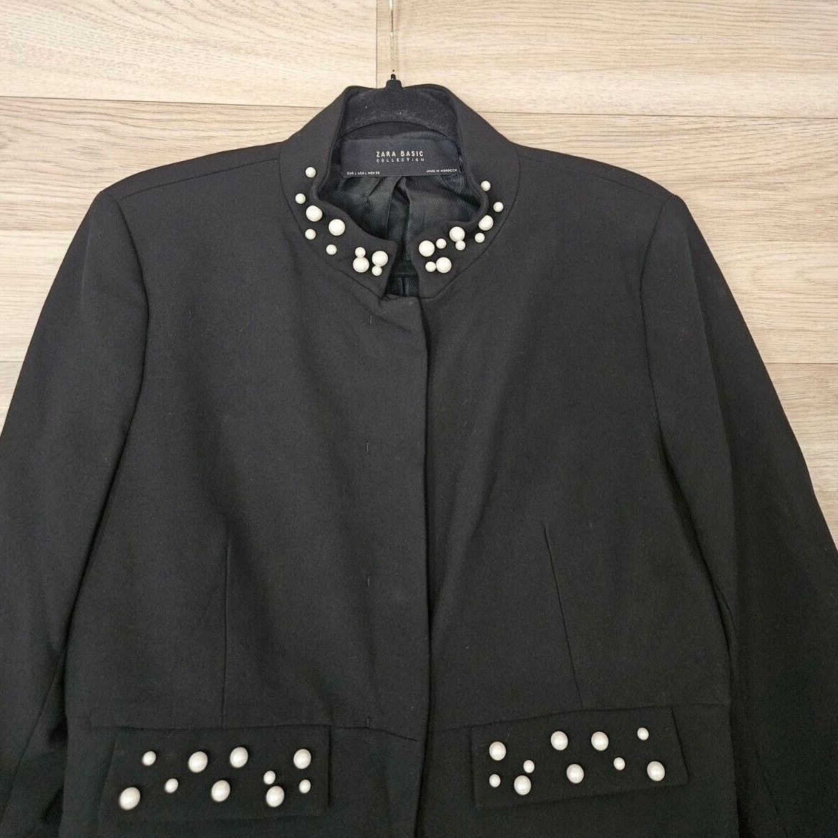 Zara Zara Pearl Embellished Black Coat Womens Large Size L / US 10 / IT 46 - 3 Thumbnail