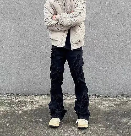 VIBE High street black raw edge ripped jeans Size US 32 / EU 48 - 5 Thumbnail