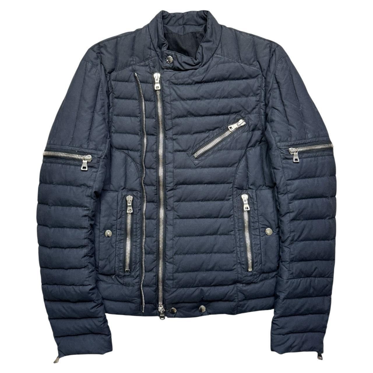 Balmain down puffer biker jacket black with lots of zippers