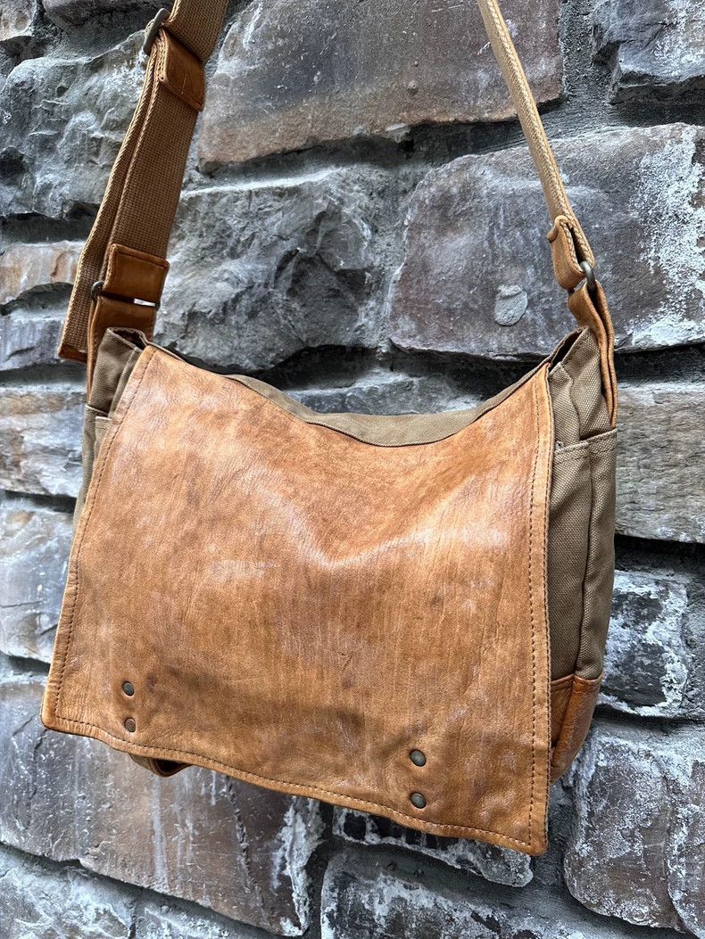 Yohji Yamamoto Yohji Yamamoto Early cowhide canvas patchwork briefcase mes Size ONE SIZE - 2 Thumbnail