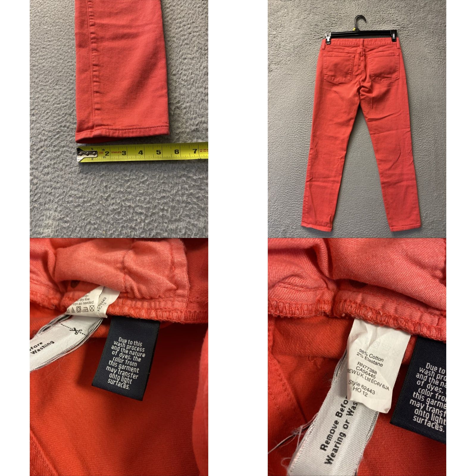 Denime J Crew Jeans Women’s Denim 30x27 Slim 5-Pocket Zip Bright Magenta Cotton Size 30" / US 8 / IT 44 - 8 Thumbnail