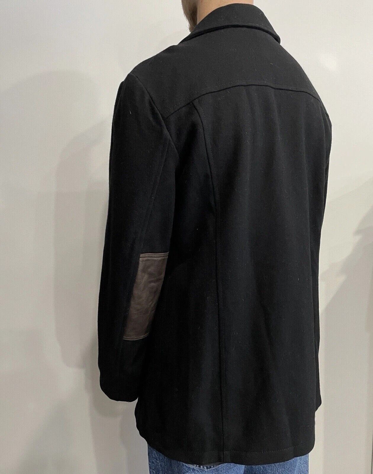 Dolce & Gabbana Dolce & Gabbana Wool Men Coat Jacket Leather Details Black Size US L / EU 52-54 / 3 - 3 Thumbnail