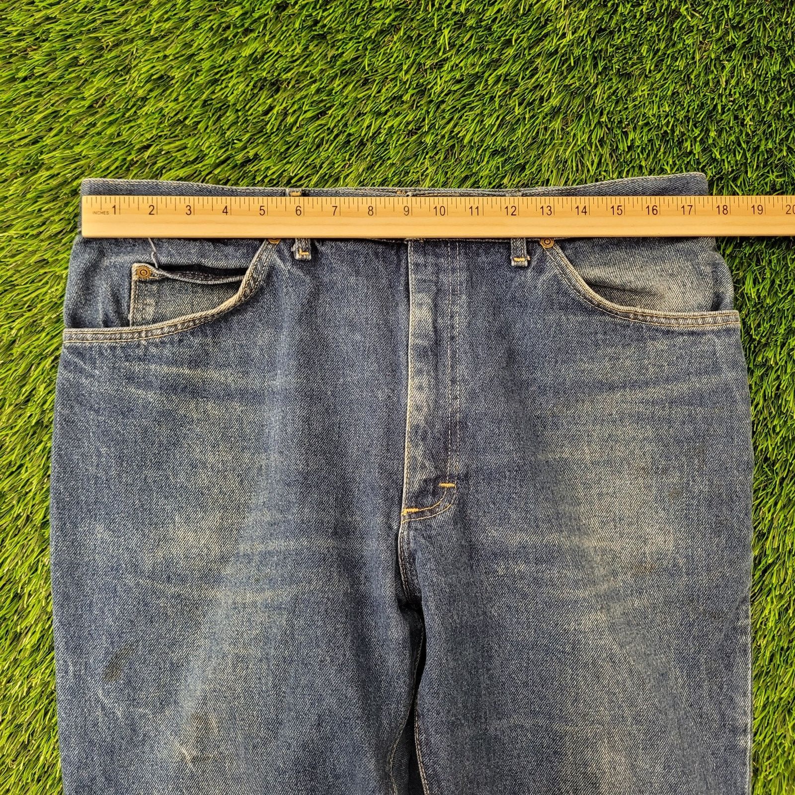Lee Vintage 70s LEE Whiskered Jeans 35x28 Dark-Wash Talon-Zip Size US 35 - 16 Thumbnail