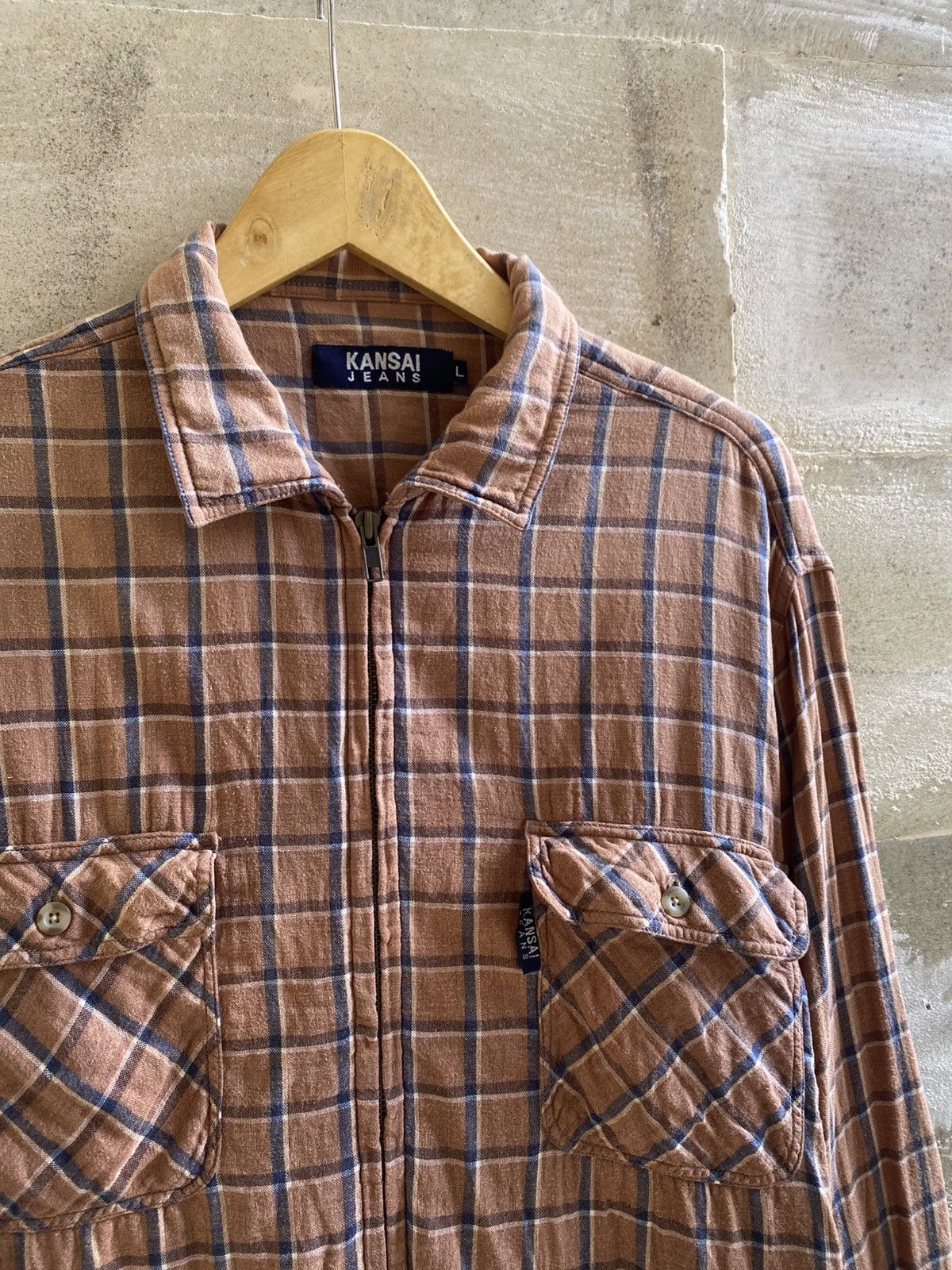 Kansai Yamamoto Kansai Yamamoto Plaid Zipper Shirt Size US XL / EU 56 / 4 - 2 Thumbnail
