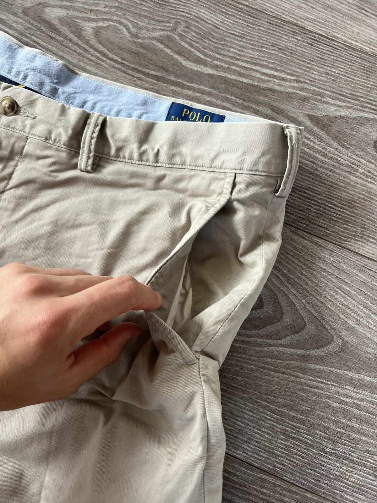 Polo Ralph Lauren × Ralph Lauren Polo Ralph Lauren Stretch Slim Fit Twill Beige Logo Shorts Size US 38 / EU 54 - 16 Thumbnail