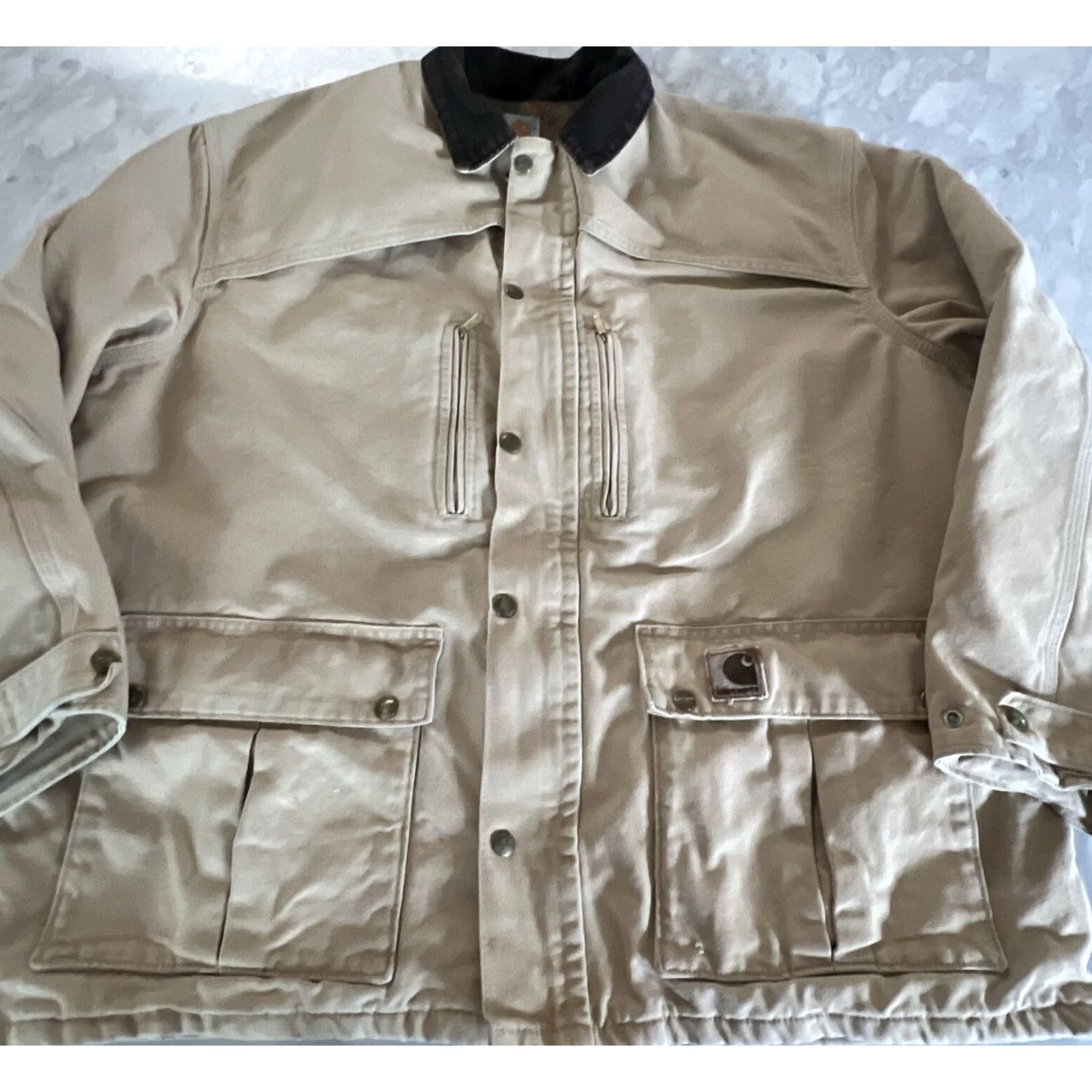 Carhartt VINTAGE Carhartt Jacket Men’s 2XL Chore Solid Pocket Snap Zip Beige USA Size US XXL / EU 58 / 5 - 3 Thumbnail