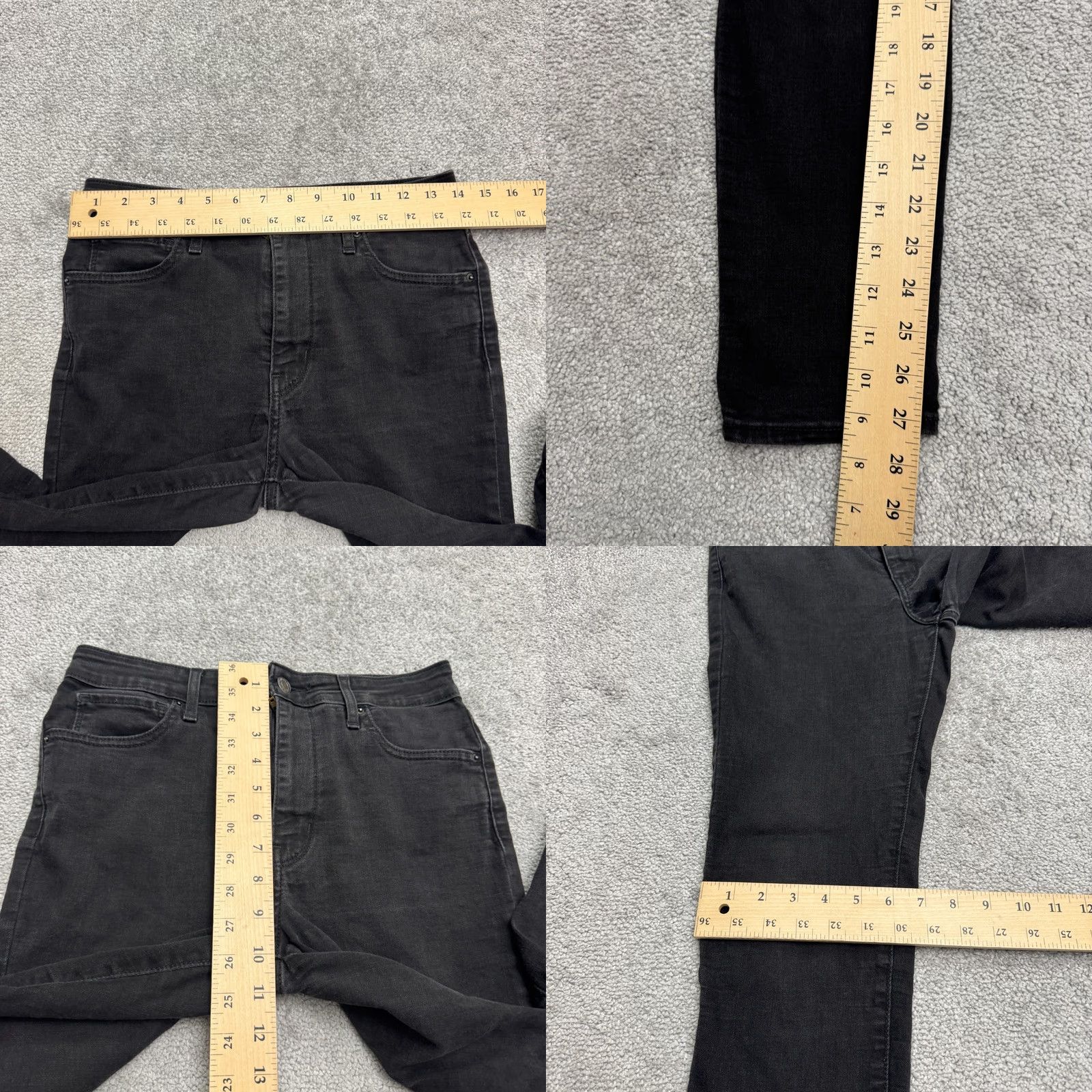 Levi's Levi's 721 High Rise Skinny Jeans Womens 29x28 Black Denim Stretch Comfort 5-Pocket Logo Jeans Size 29" - 9 Thumbnail