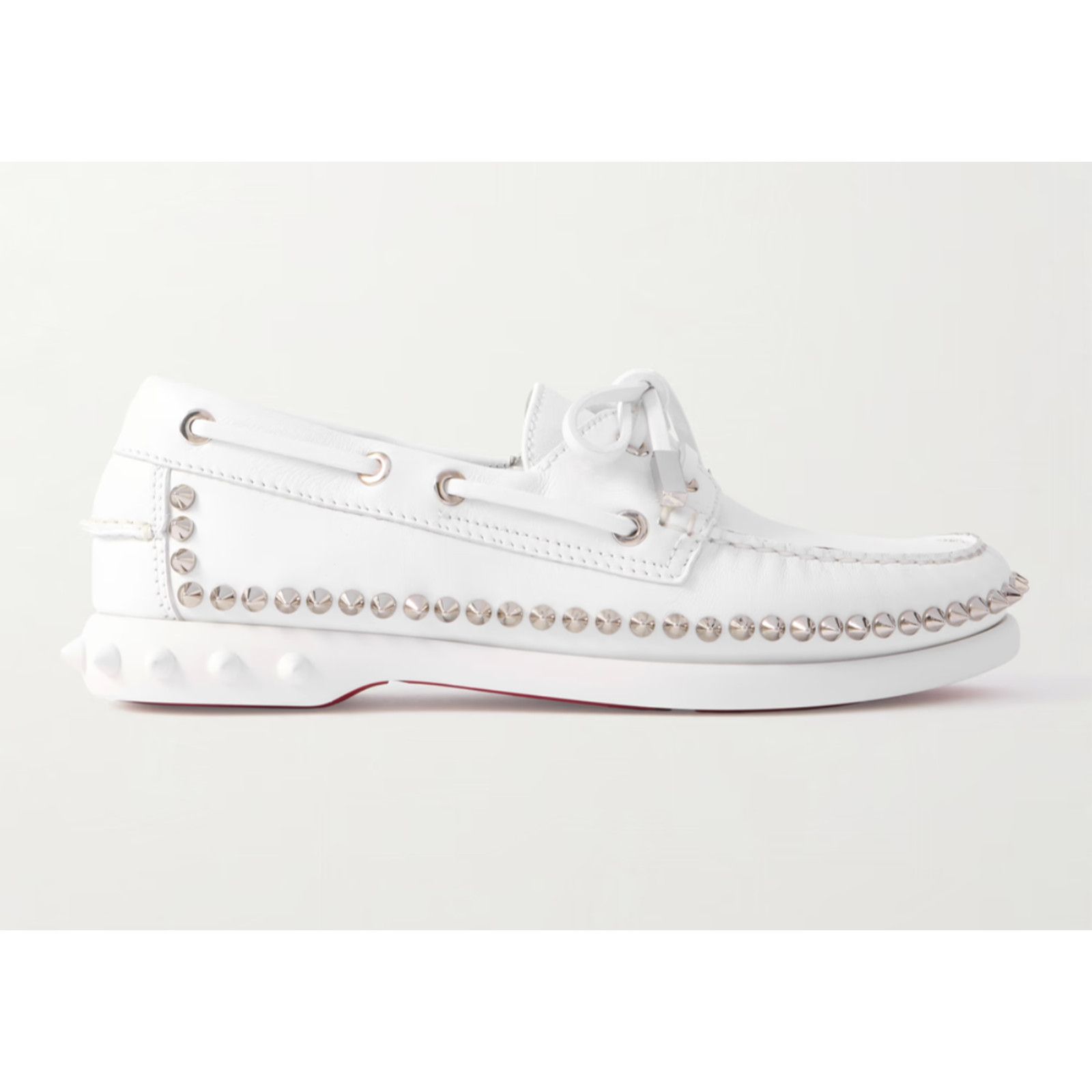 Christian Louboutin Christian Louboutin Gerockel Donna Flat White Leather Boat Size US 7.5 / IT 37.5 - 1 Thumbnail