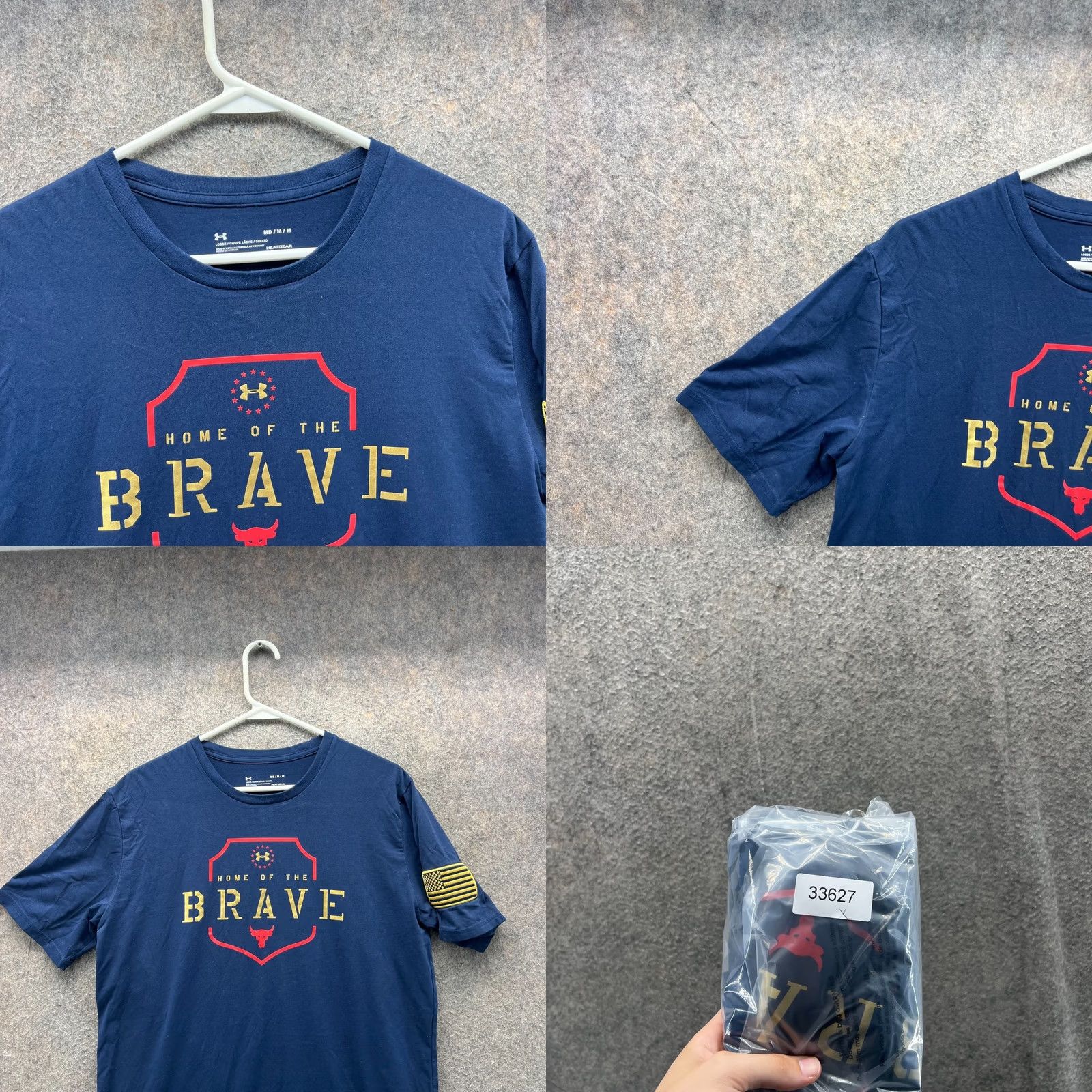 Under Armour Under Armour Shirt Mens Medium Blue Navy Heatgear Loose Brave Project Rock USA Shirt Size US M / EU 48-50 / 2 - 8 Thumbnail
