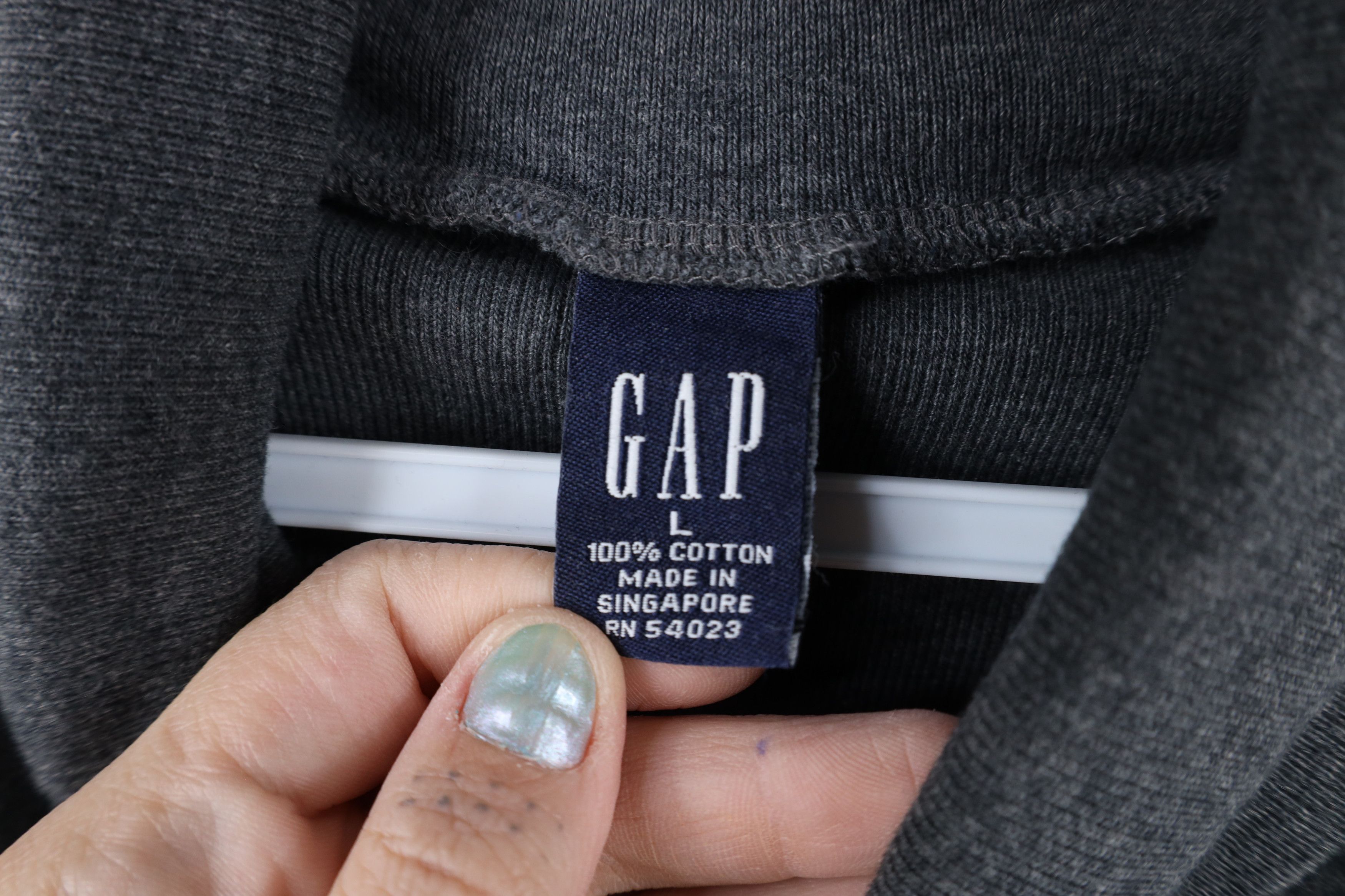 Gap Vintage 90s Gap Ribbed Knit Turtleneck T-Shirt Gray Cotton Size US L / EU 52-54 / 3 - 4 Thumbnail